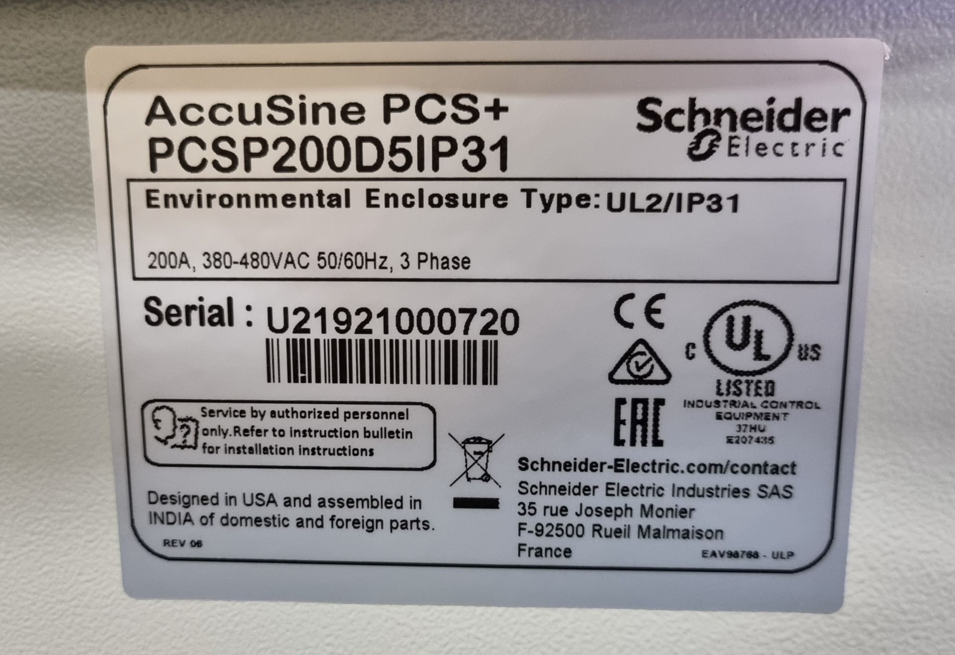Schneider Electric AccuSine PCSP200D5IP31 active harmonic filter - 120A - 380/440V - unissued - Image 14 of 15