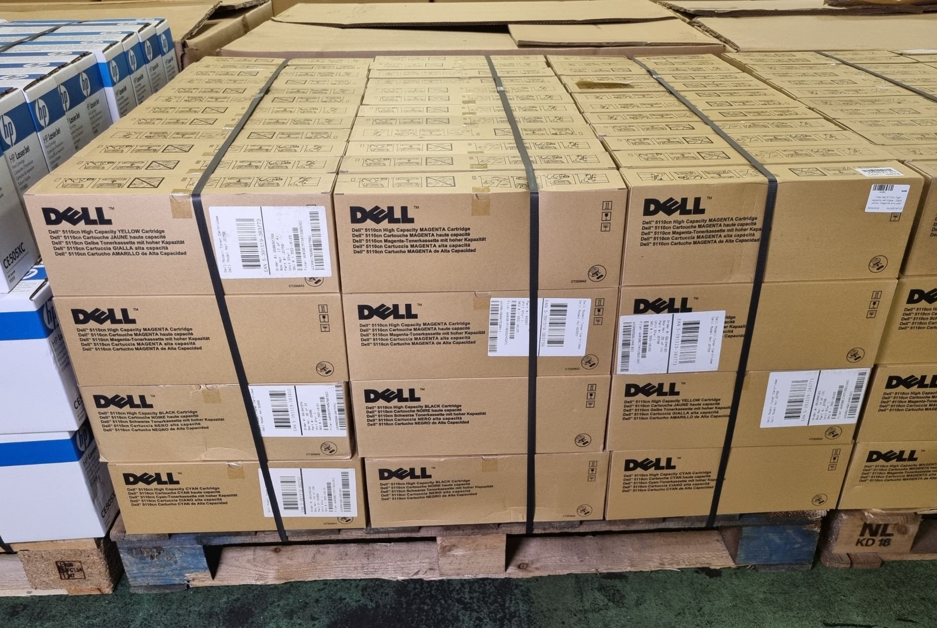 144x Dell 5110cn high capacity cartridges - black, yellow, magenta and cyan