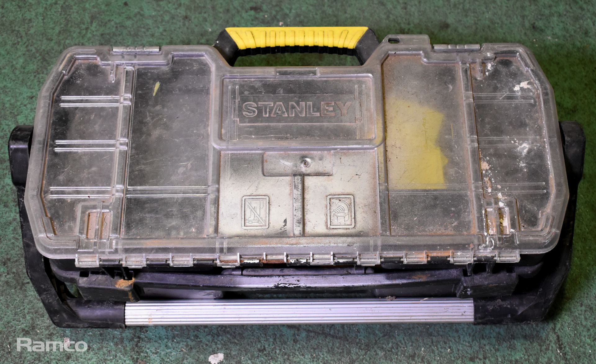 Tool Bag with linespray cans, Irwin Tool Bag, Stanley plastic toolbox, toolbox with tools - Image 9 of 12