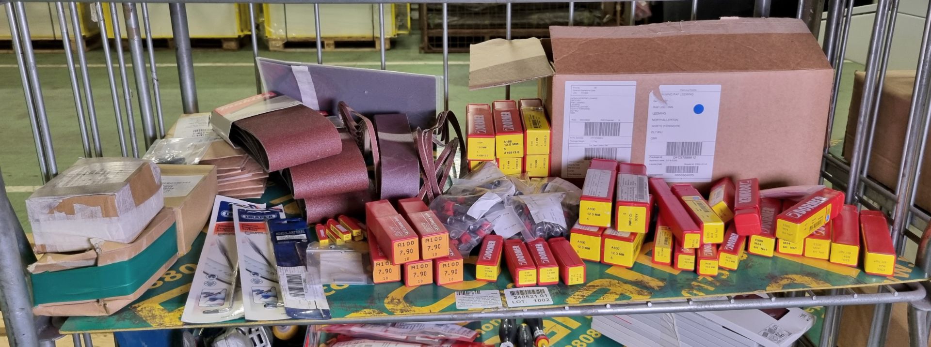 Workshop equipment and consumables - drill bits, skin pins, sandpaper belts, marker tags,
