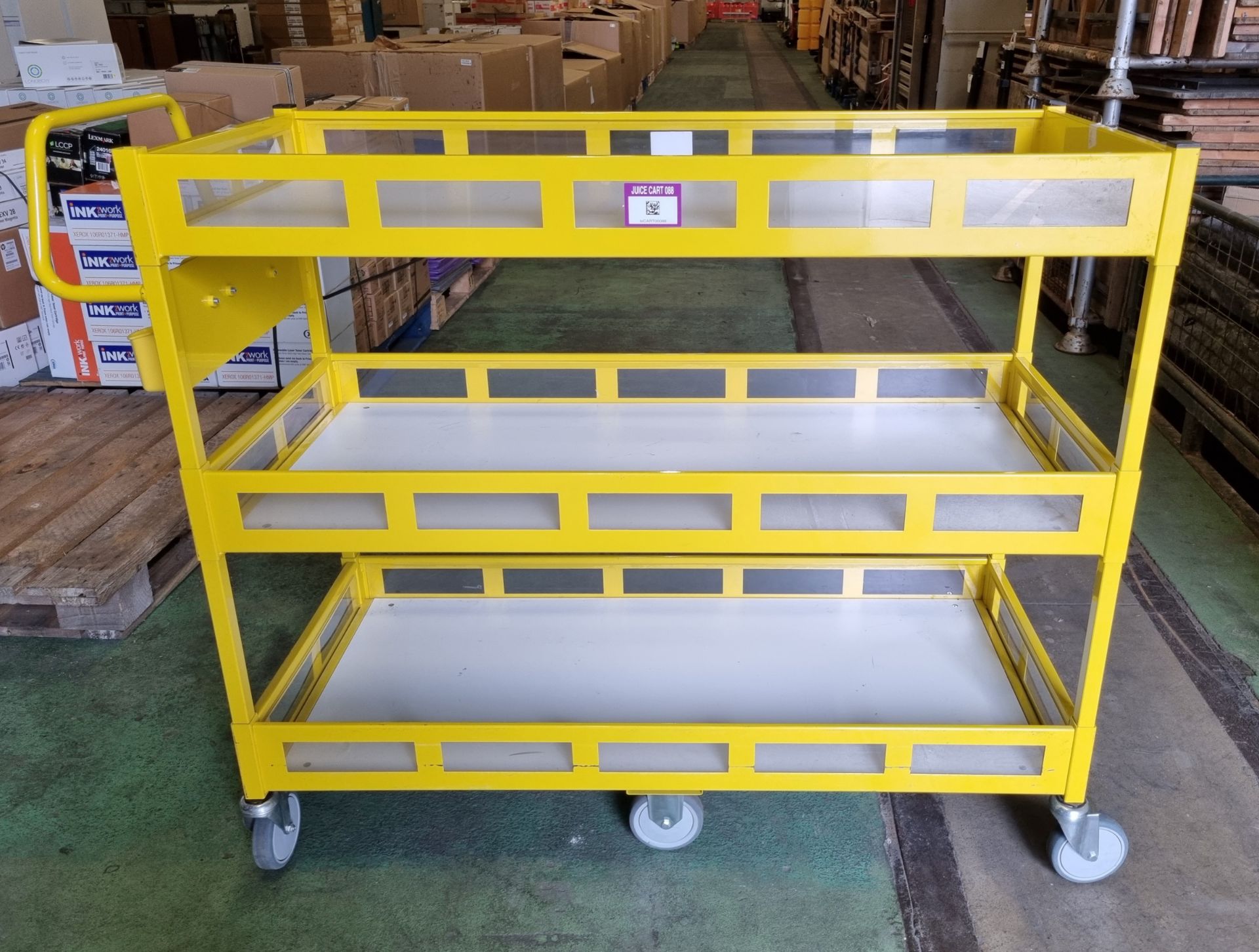 Yellow 3-tier general use trolley - W 1440 x D 550 x H 1150mm