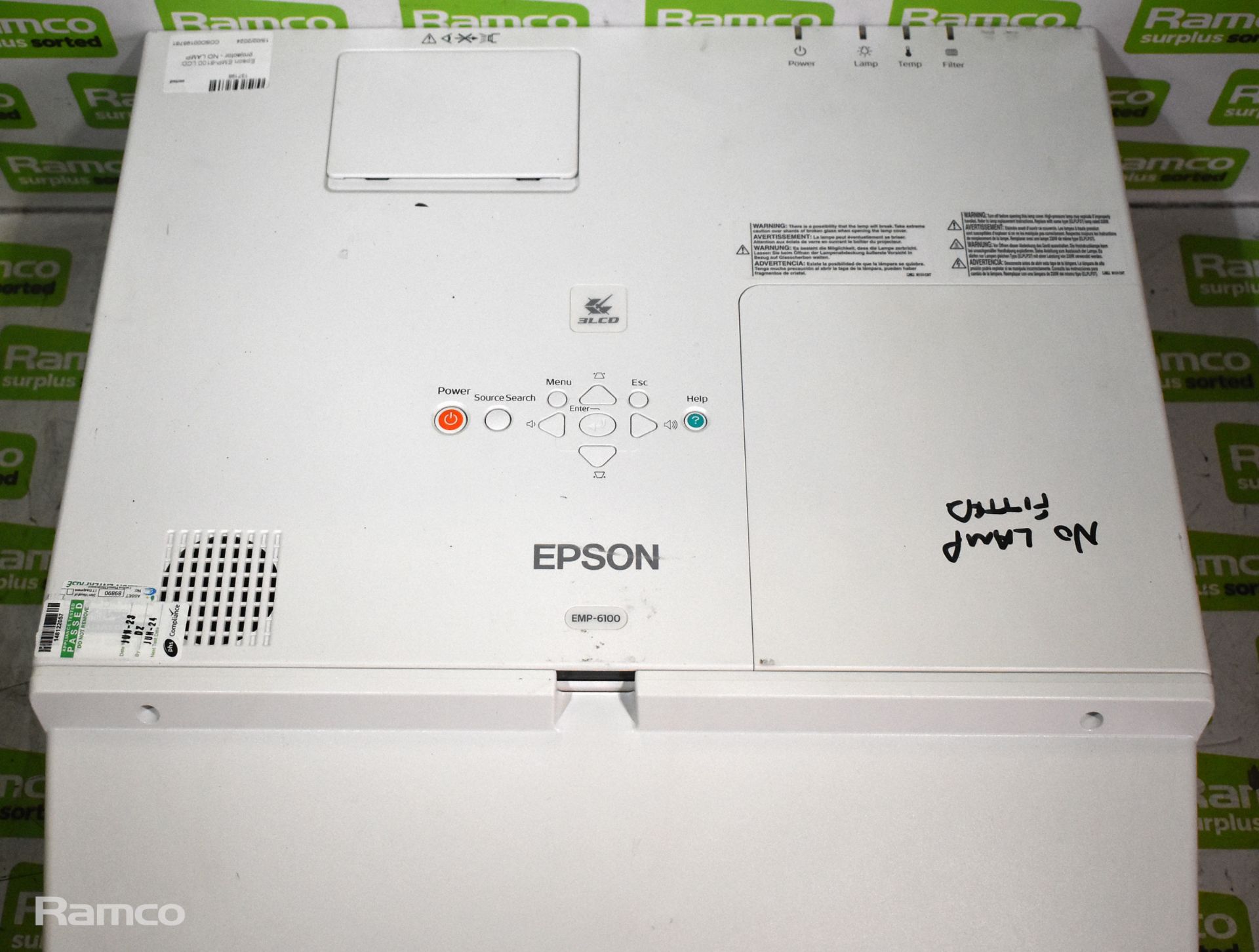 3x Epson EMP-6100 LCD projectors - NO LAMP - Image 14 of 16