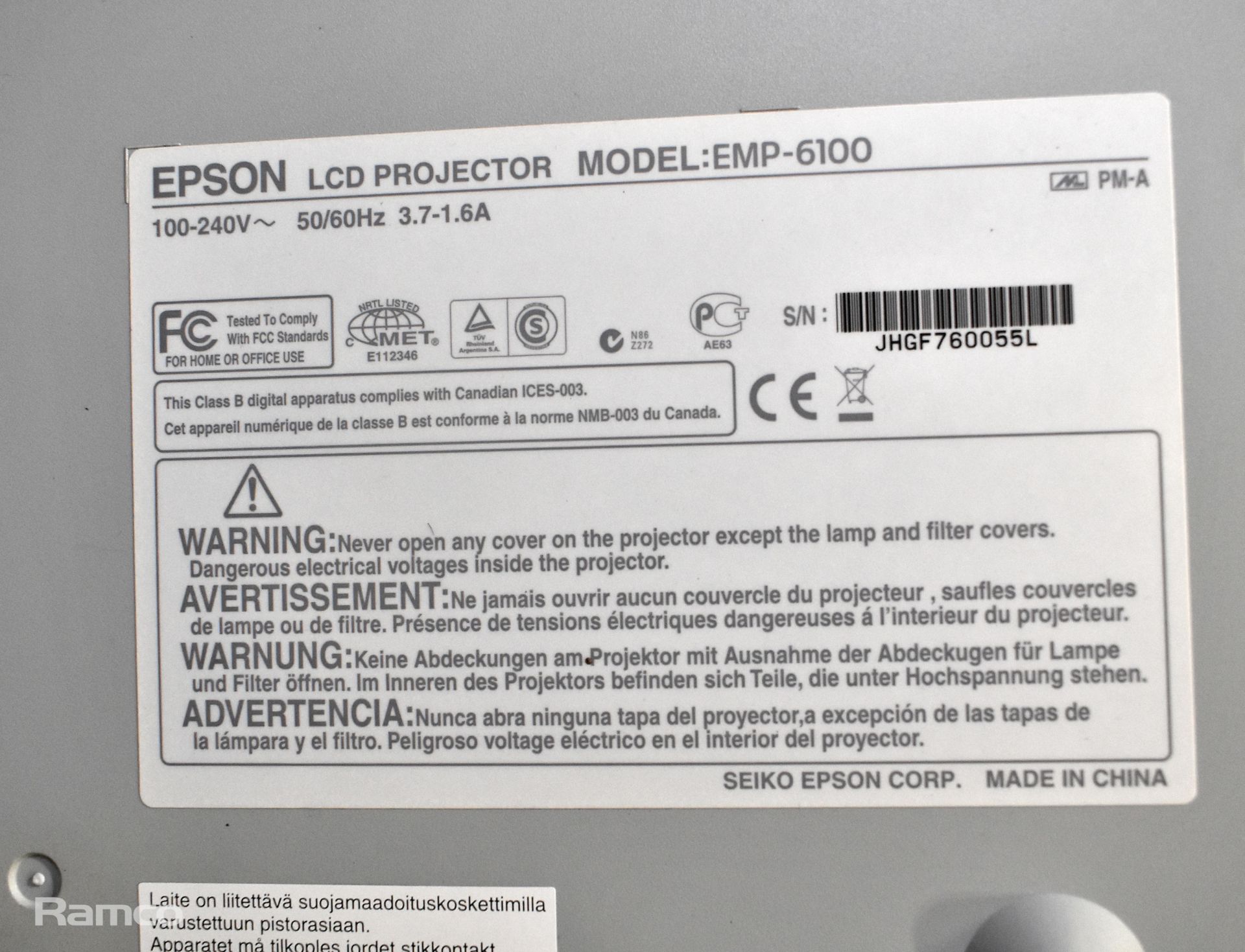 3x Epson EMP-6100 LCD projectors - Image 4 of 12