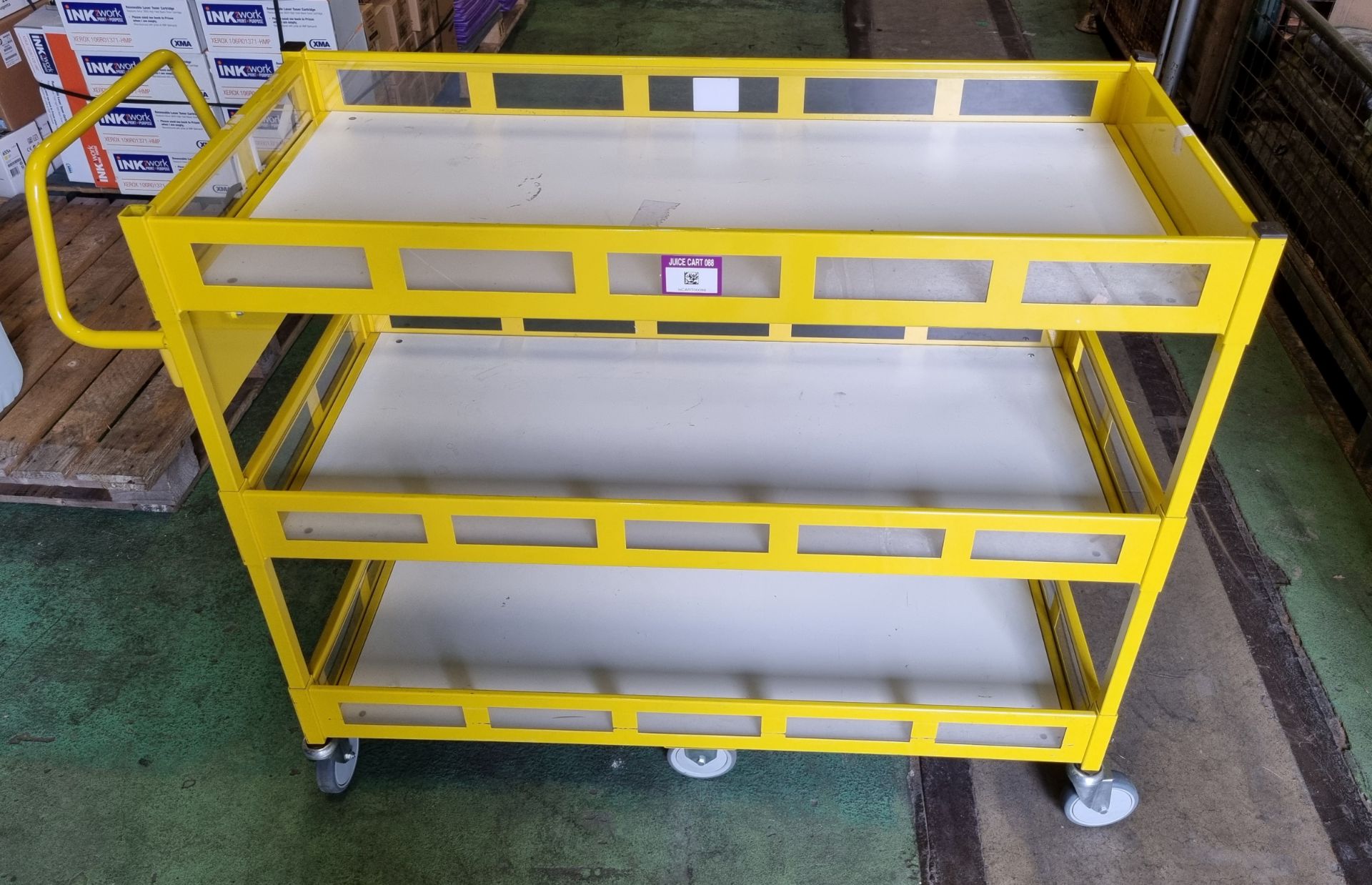 Yellow 3-tier general use trolley - W 1440 x D 550 x H 1150mm - Image 2 of 5