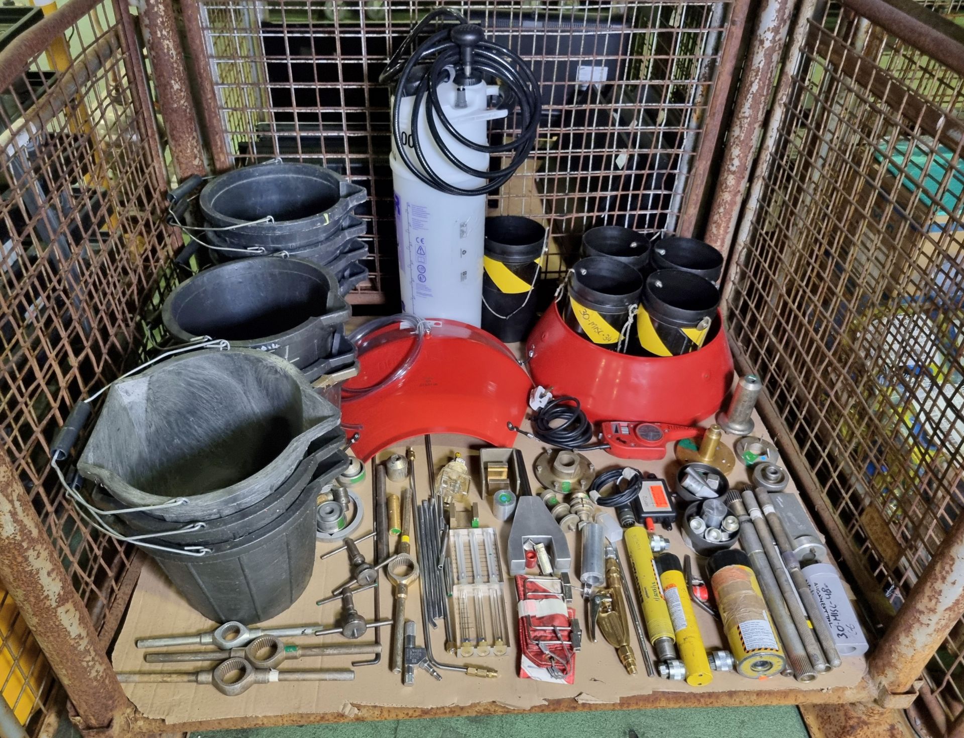 Workshop tools and equipment - alignment tools, utility buckets, pressure tank, engraver kit - Image 2 of 6