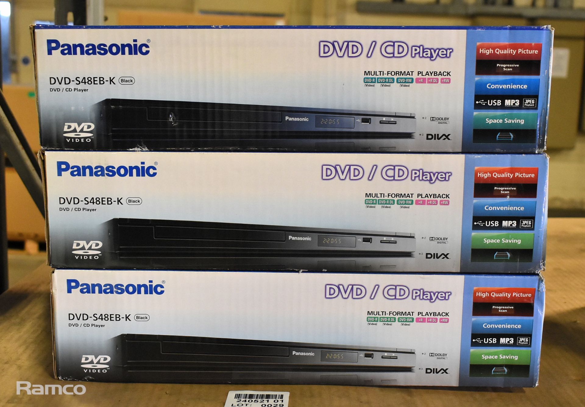 3x Panasonic DVD-S48EB-K DVD/CD players - Black - Image 6 of 6