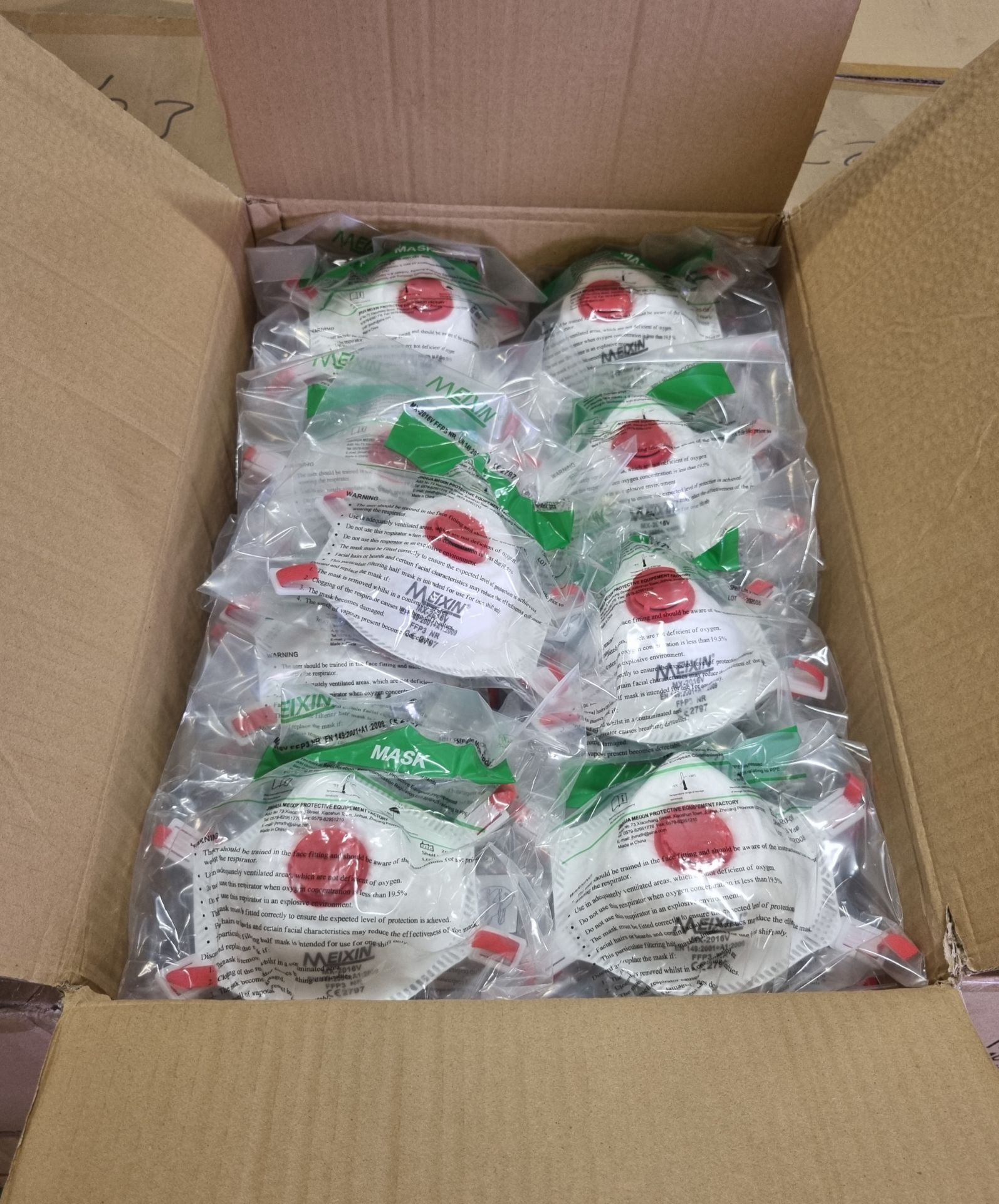 10x boxes of Meixin MX-2016V FFP3 dust mask/respirator - 200 units per box - OUT OF DATE - Image 2 of 4