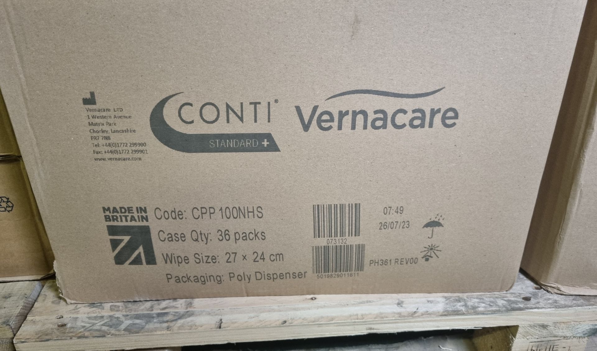 10x boxes of Vernacare Conti Standard+ patient cleansing dry wipes - 36 packs per box - Image 5 of 5