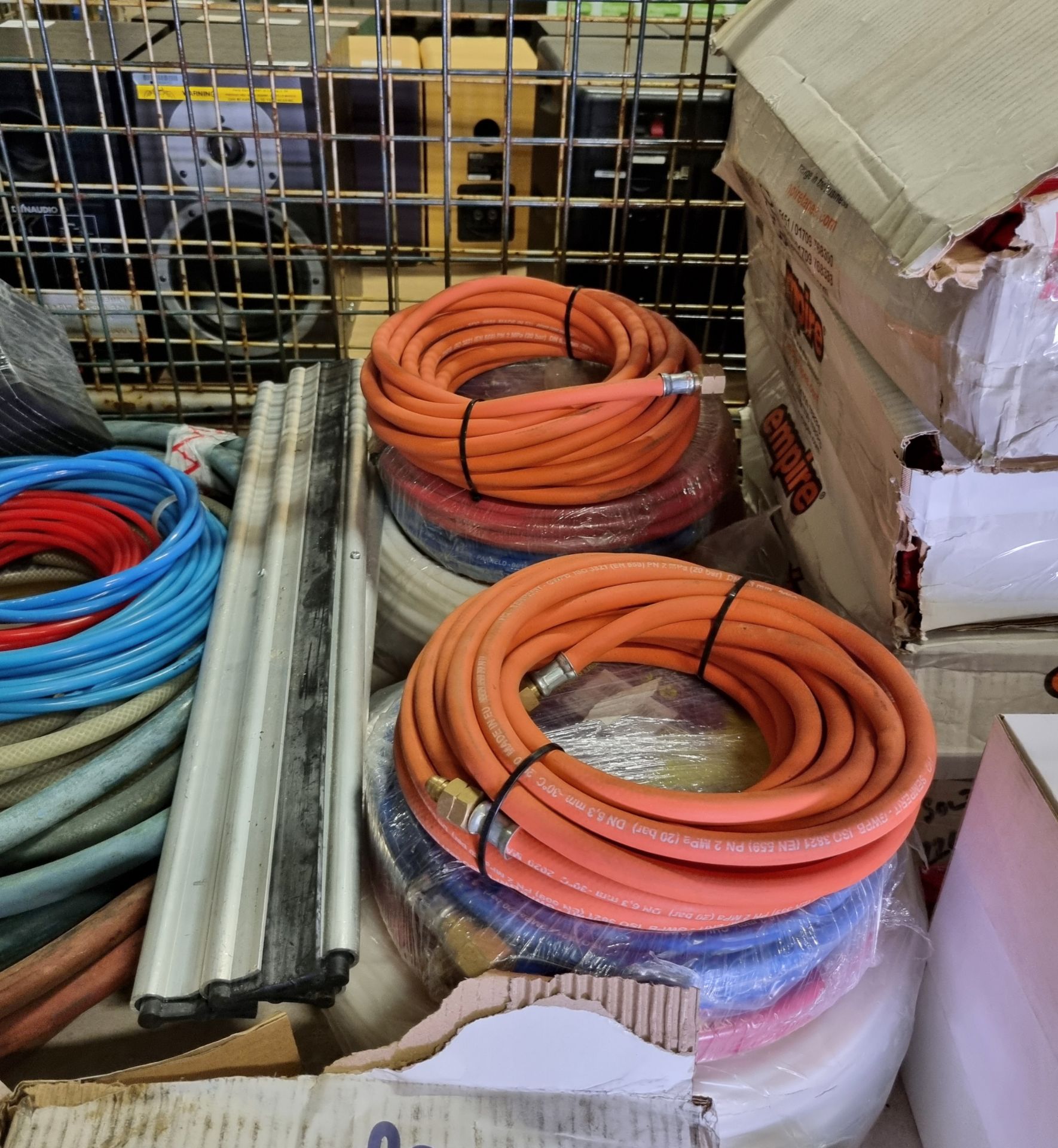 Workshop supplies and consumables - asbestos waste bags, hazard tape, air line, pressure hose - Image 5 of 6