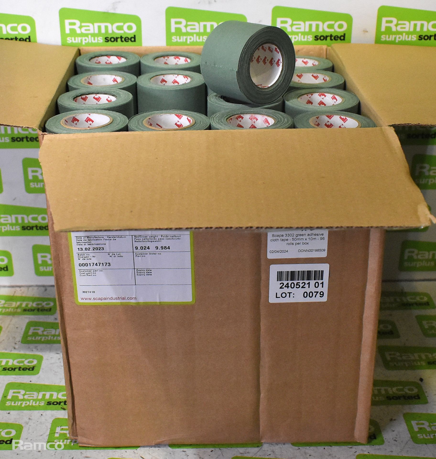 2x boxes of Scapa 3302 green adhesive cloth tape - 50mm x 10m - 96 rolls per box - Image 3 of 3