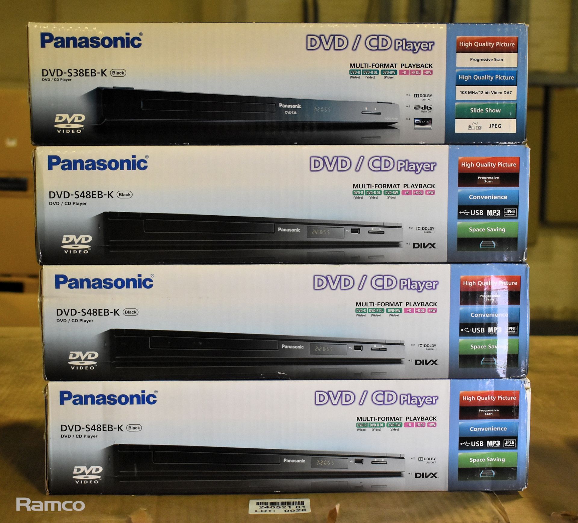 Panasonic DVD-S38EB-K DVD/CD player - Black, 3x Panasonic DVD-S48EB-K DVD/CD players - Black - Image 6 of 6