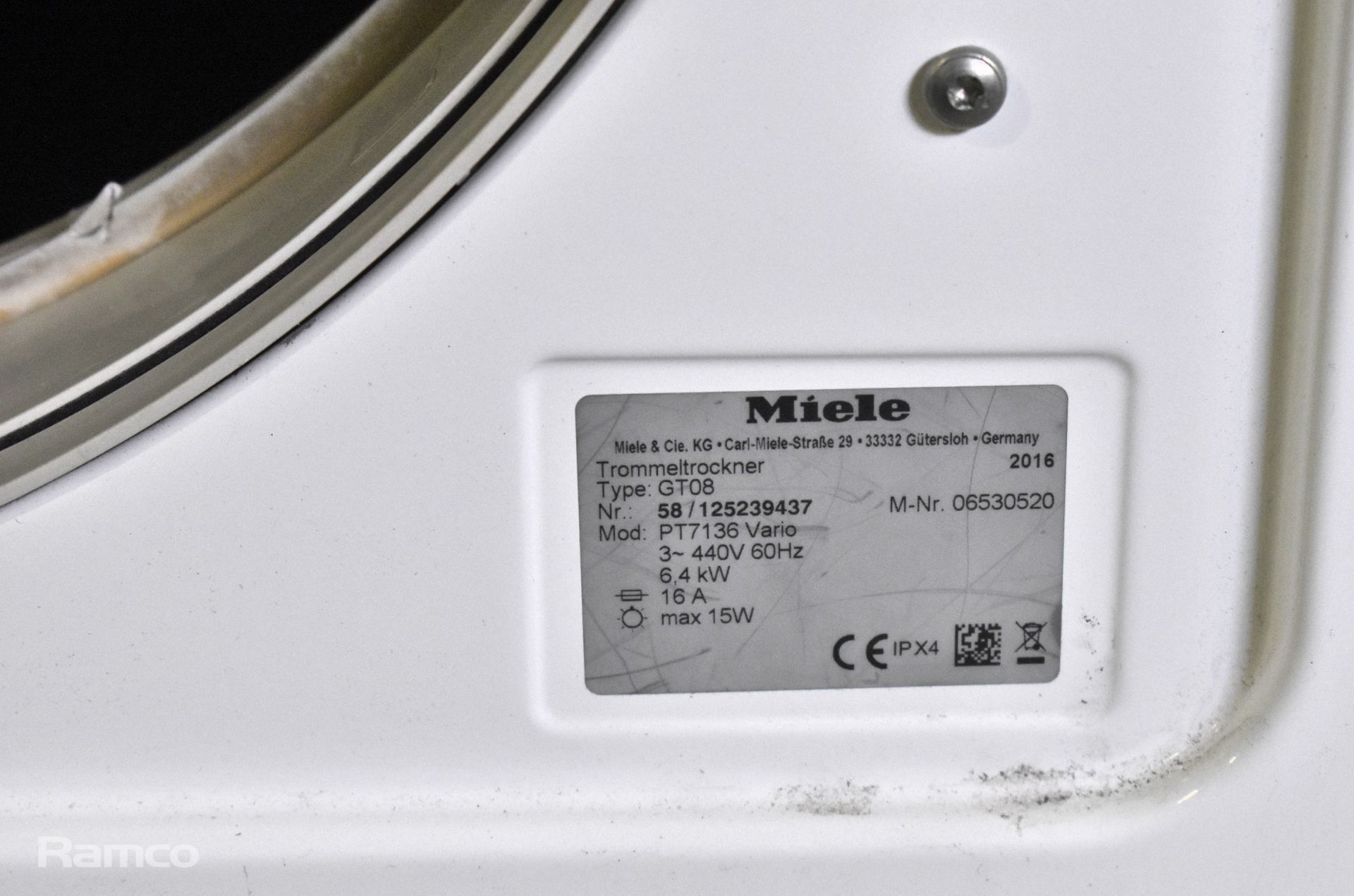 Miele Professional PT 7136 Vario tumble dryer - 400V - W 600 x D 700 x H 850mm - Image 4 of 5