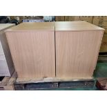 2x Light wood effect double door cabinets - W 800 x D 600 x H 720mm