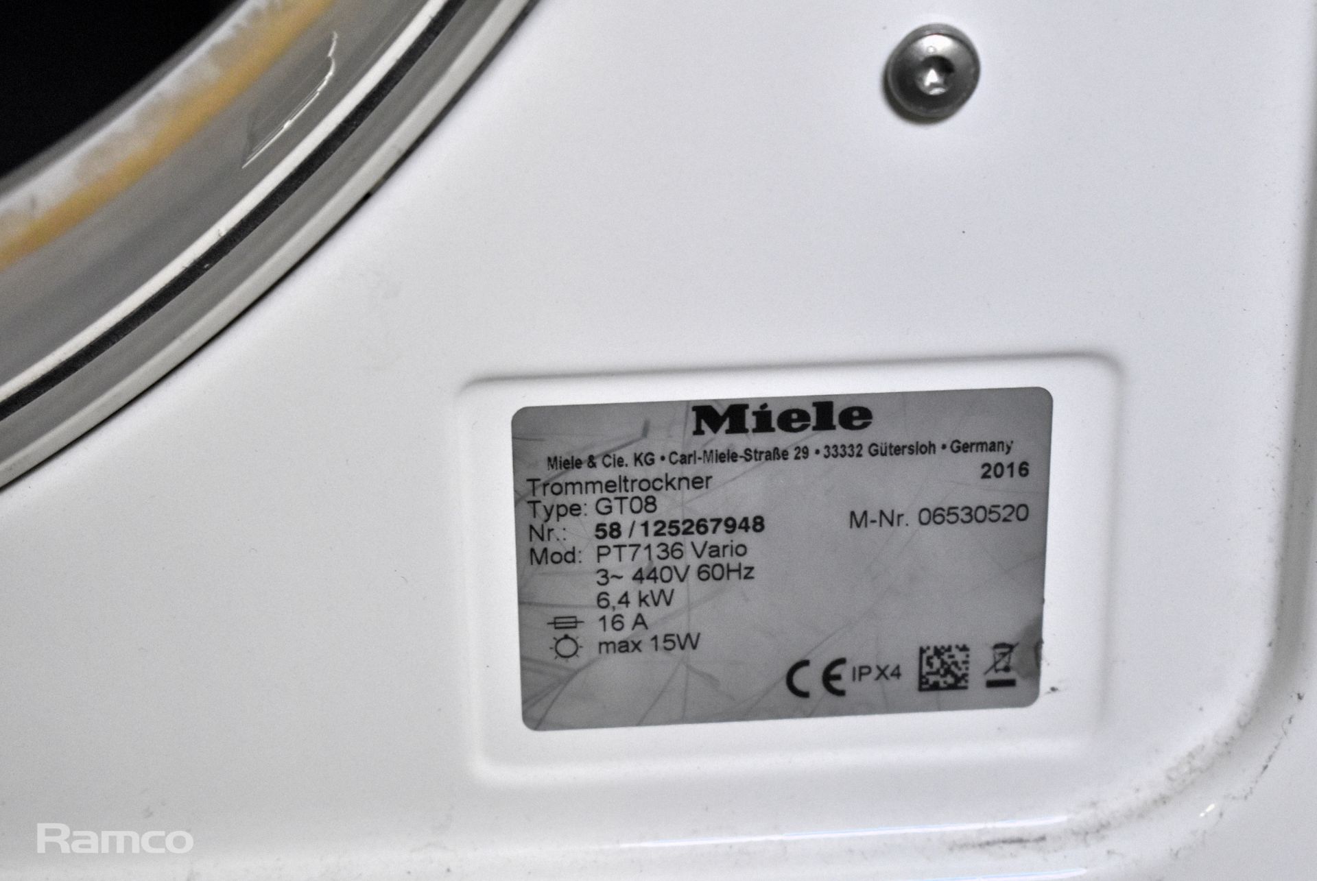 Miele Professional PT 7136 Vario tumble dryer - 400V - W 600 x D 700 x H 850mm - Image 4 of 6