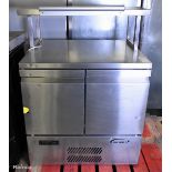 Williams H10CT-WB R1 stainless steel 2 door counter fridge with upper shelf panel