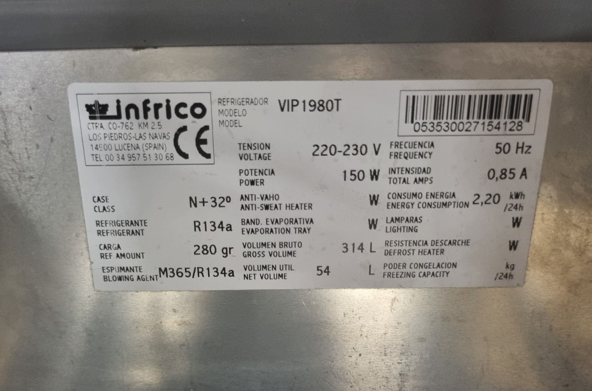 Infrico VIP1980T stainless steel countertop salad prep unit - L 1980 x D 360 x H 260mm - MISSING LID - Image 5 of 5