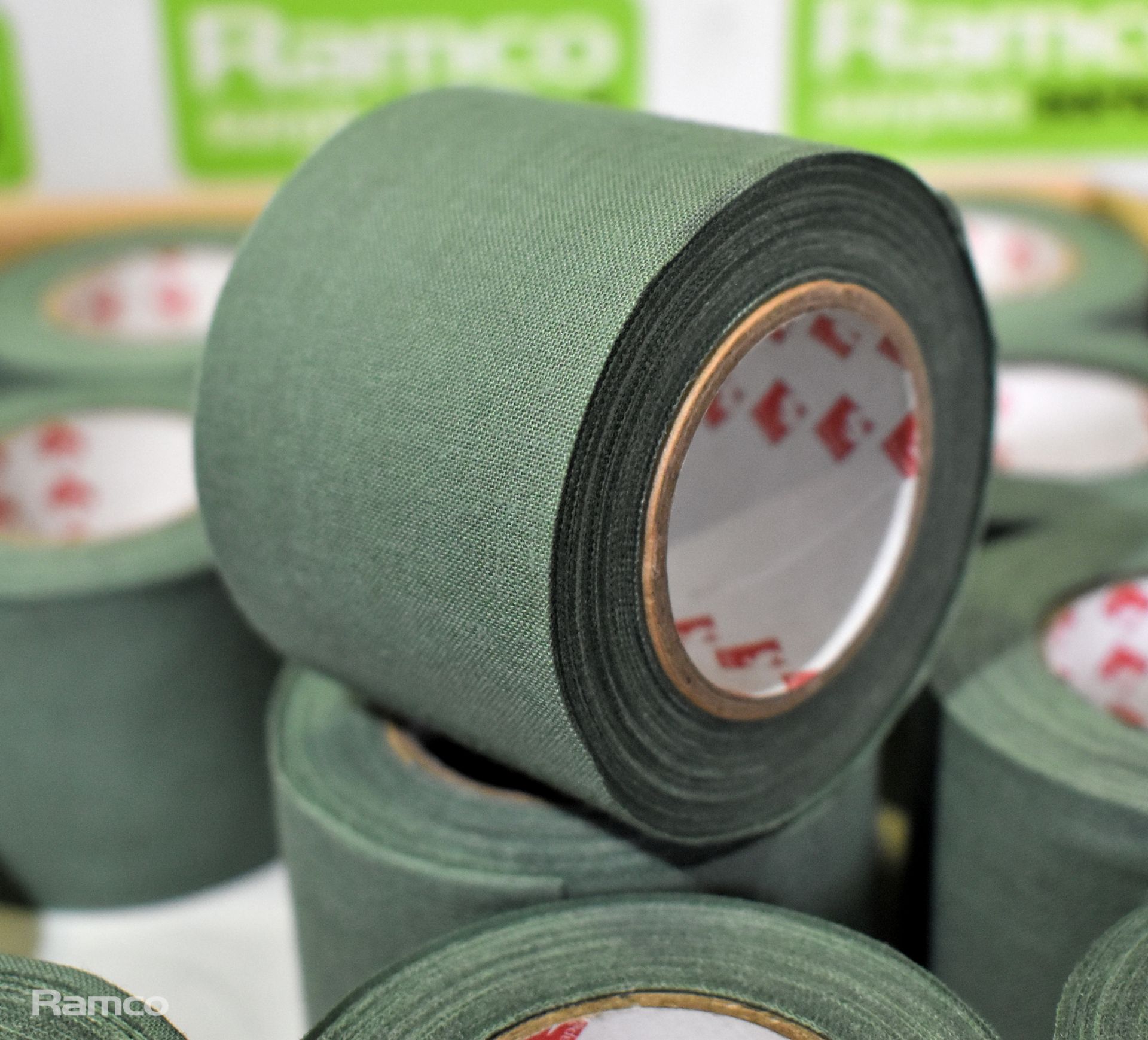 2x boxes of Scapa 3302 green adhesive cloth tape - 50mm x 10m - 96 rolls per box