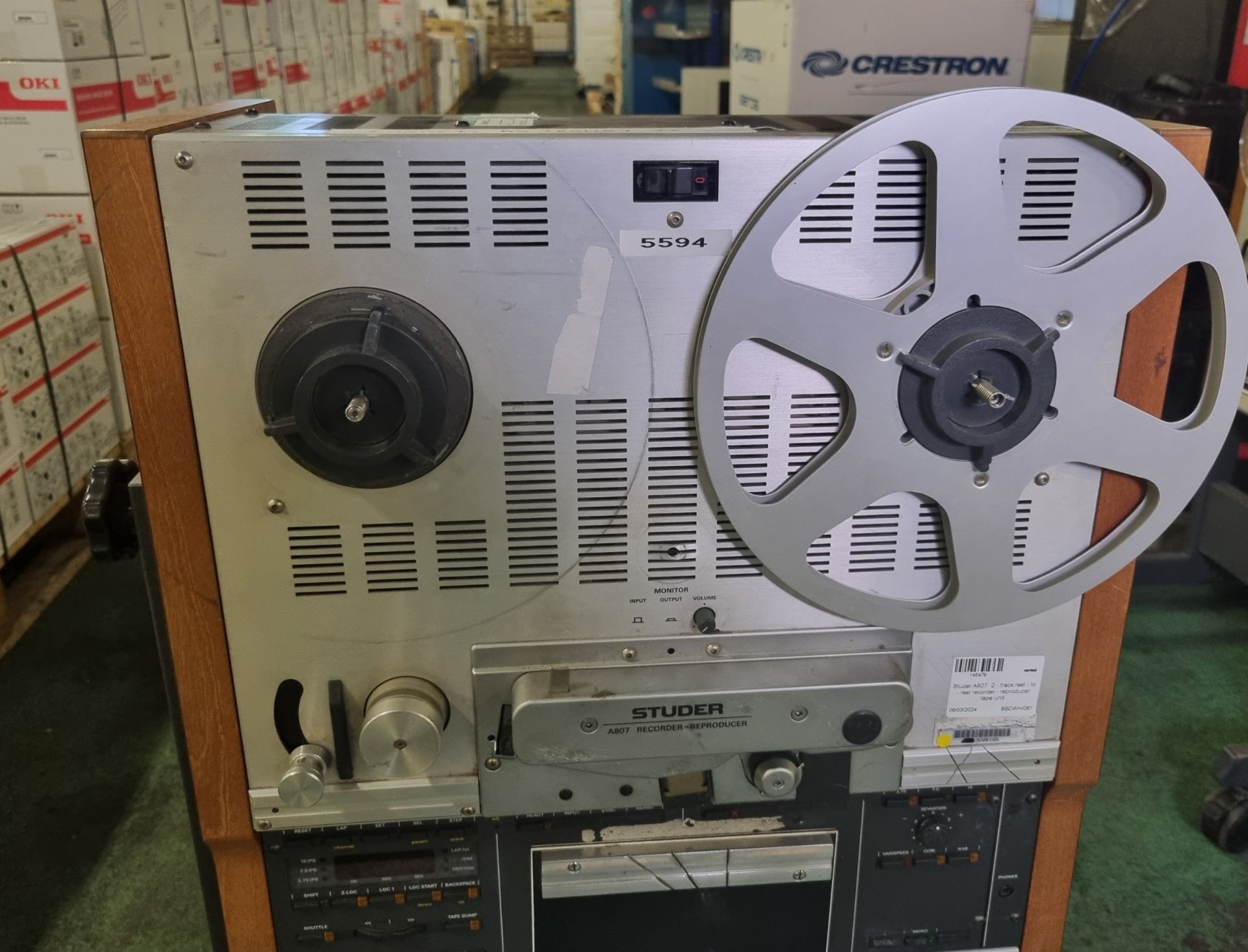 Studer A807 2 track reel to reel recorder & reproducer tape unit - Image 4 of 12