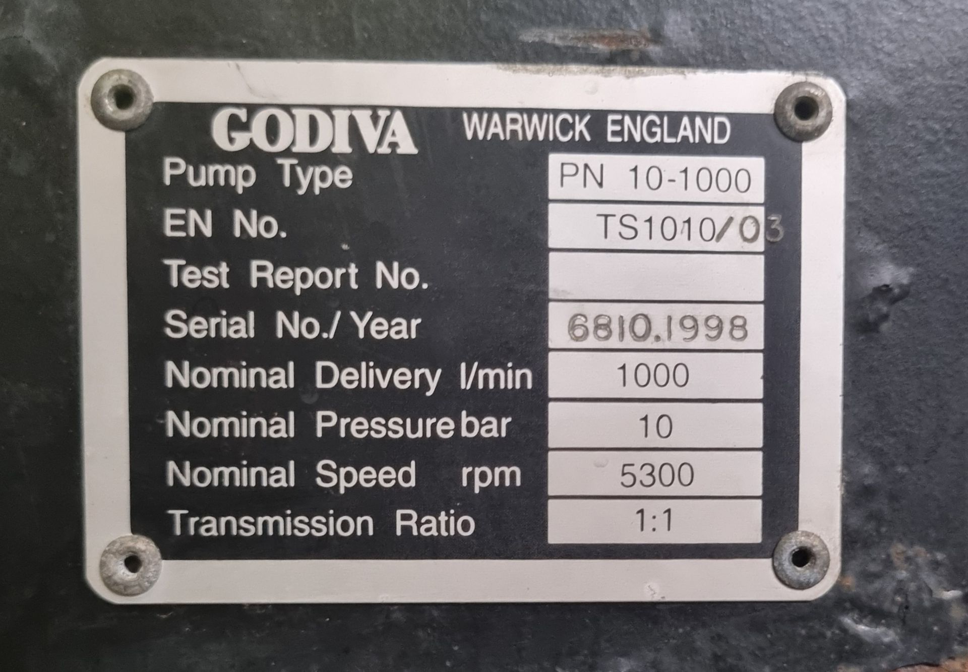 Godiva 10/10 fire pump - W 500 x D 700 x H 600mm - Image 5 of 8