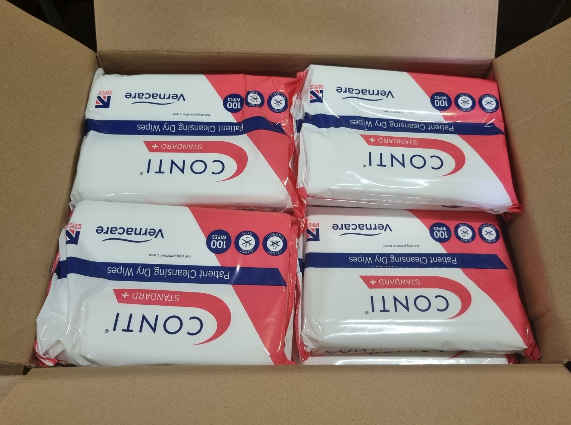 10x boxes of Vernacare Conti Standard+ patient cleansing dry wipes - 36 packs per box - Image 2 of 5