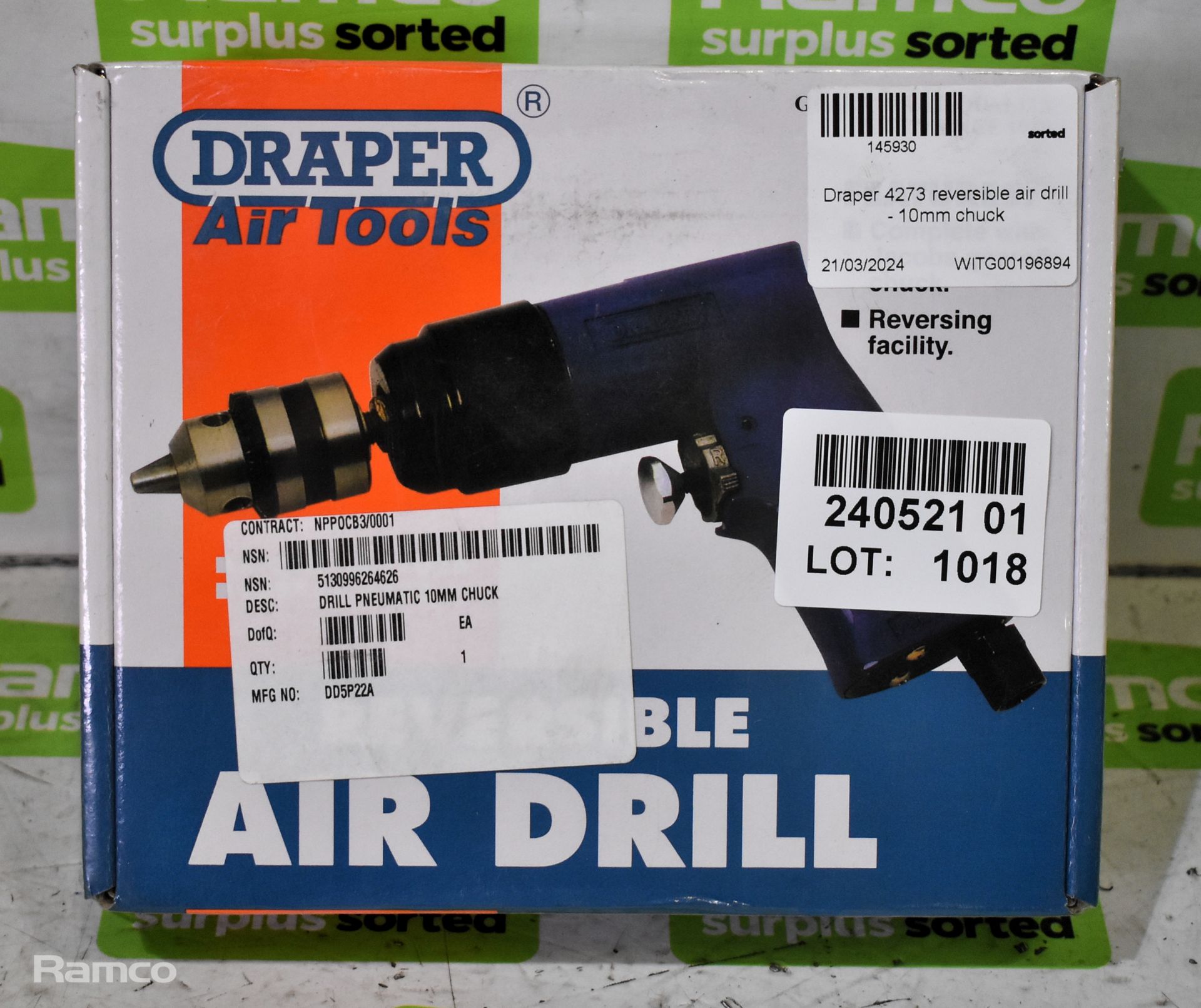 Draper 4273 reversible air drill - 10mm chuck