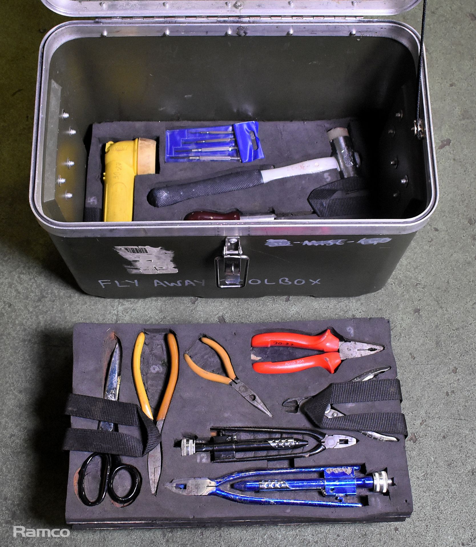 Multiple piece tool kit in foam trays - spanners, screwdrivers, hammers, pliers - Image 13 of 15