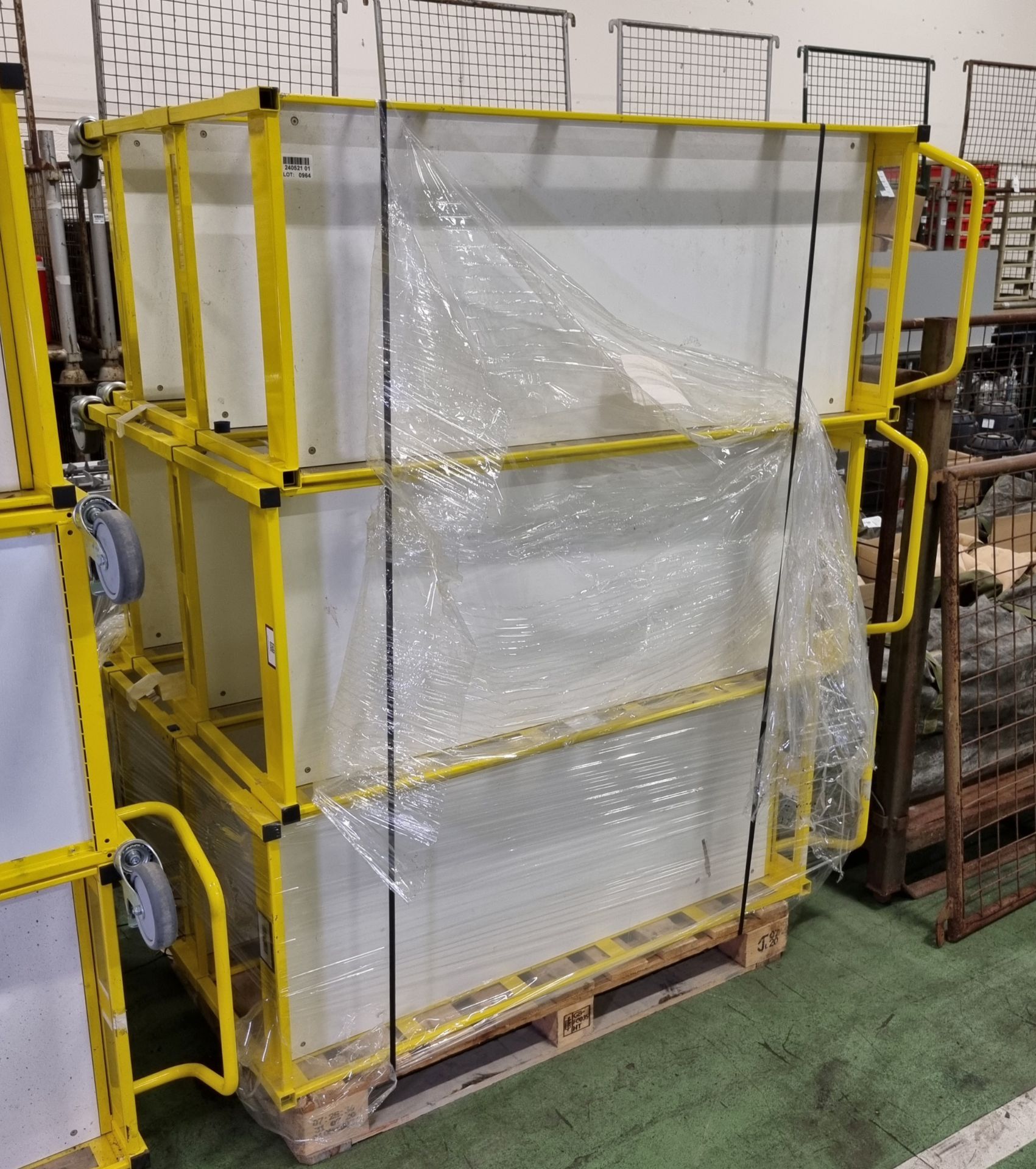 3x Yellow 3-tier general use trolleys - W 1440 x D 550 x H 1150mm - Image 2 of 2
