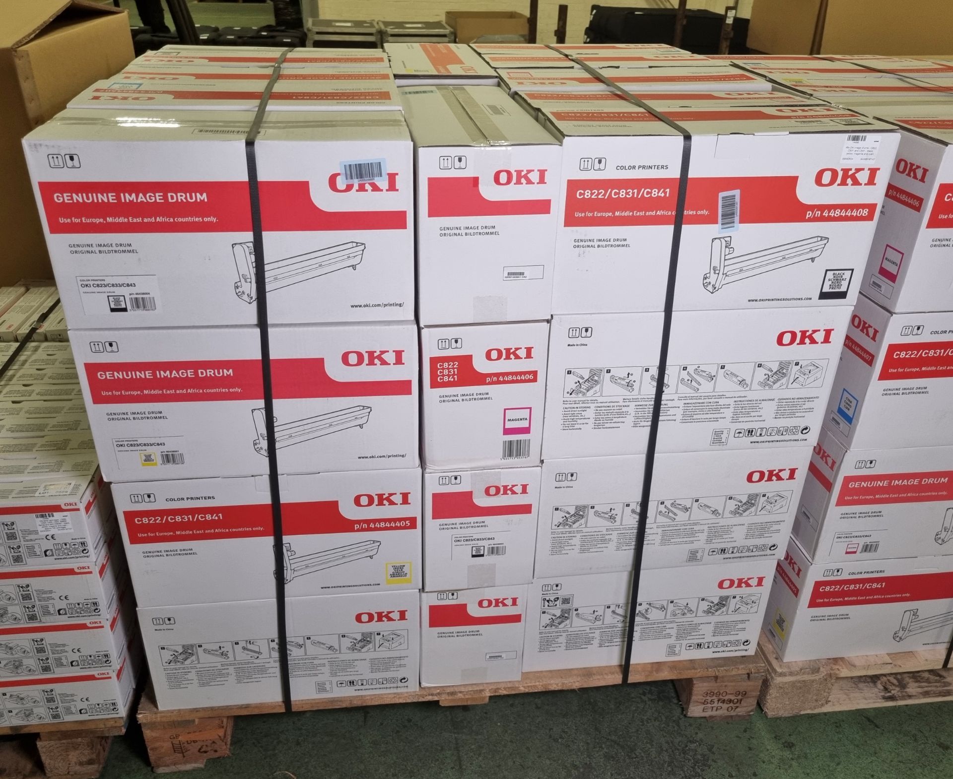 48x Oki image drums - C822, C831 and C841 - black, yellow, magenta and cyan