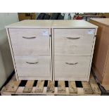 2x Light wood effect 2-drawer file cabinets - W 480 x D 670 x H 720mm