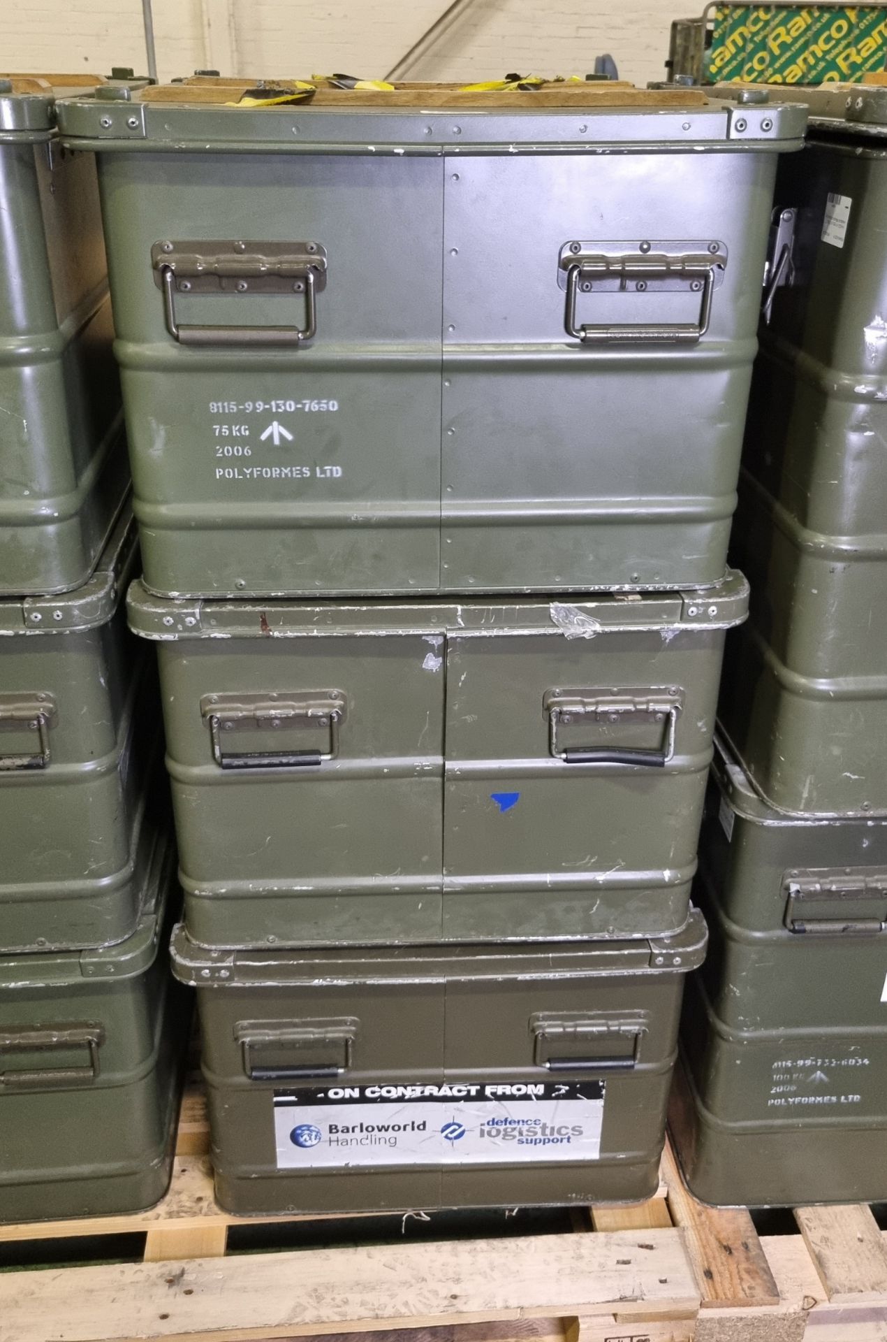 3x Aluminium storage containers - L 790 x W 590 x H 420mm