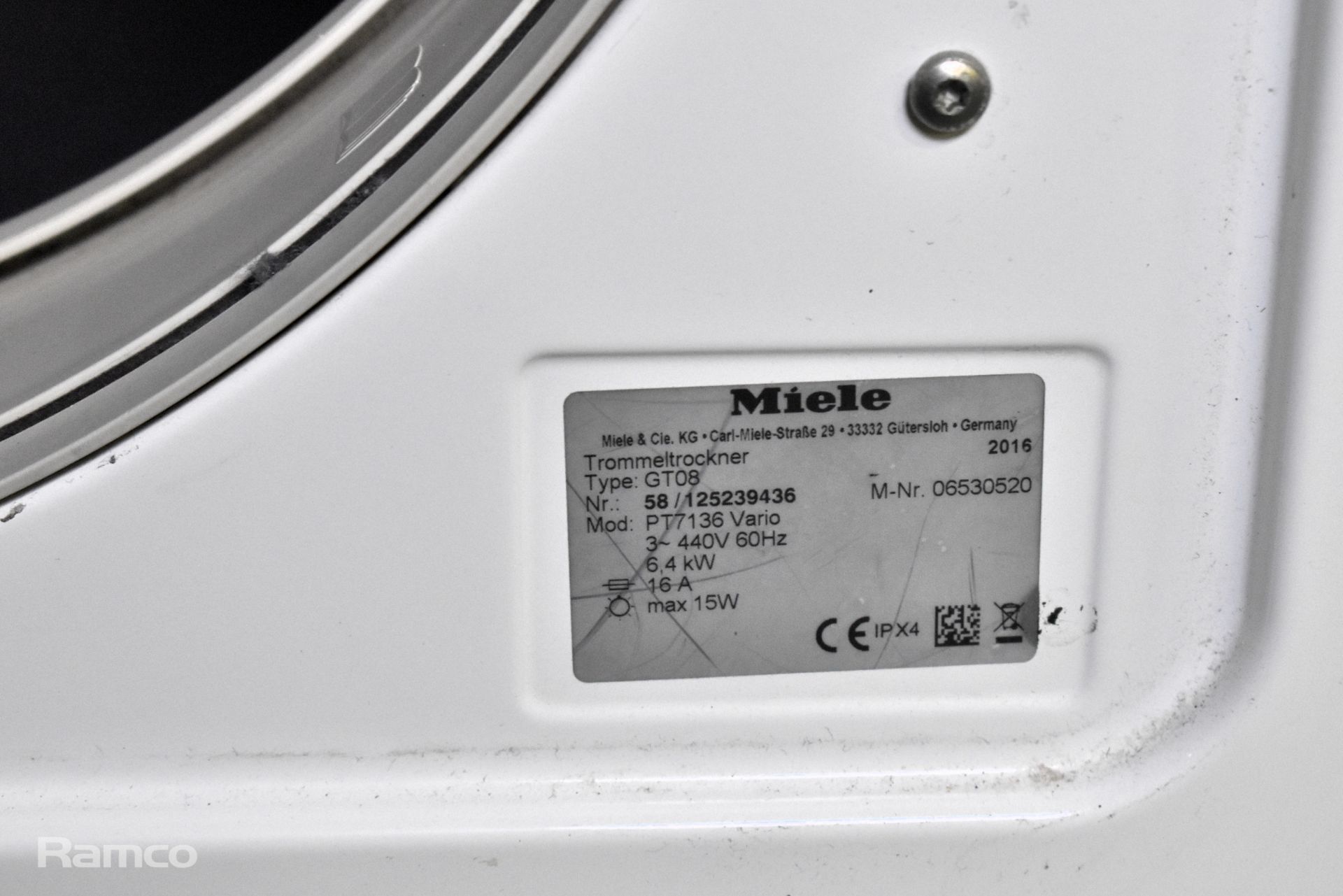 Miele Professional PT 7136 Vario tumble dryer - 400V - W 600 x D 700 x H 850mm - Image 4 of 5