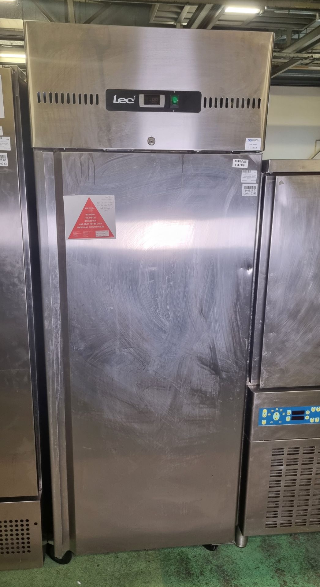 LEC CLGN 700ST stainless steel single door upright freezer - W 740 x D 840 x H 2000mm