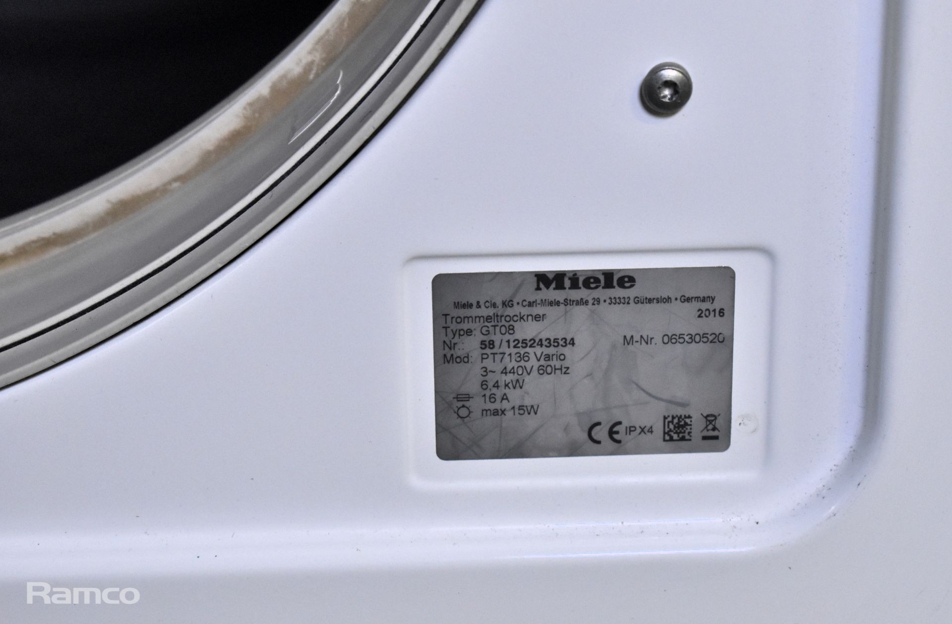 Miele Professional PT 7136 Vario tumble dryer - 400V - W 600 x D 700 x H 850mm - Image 4 of 5