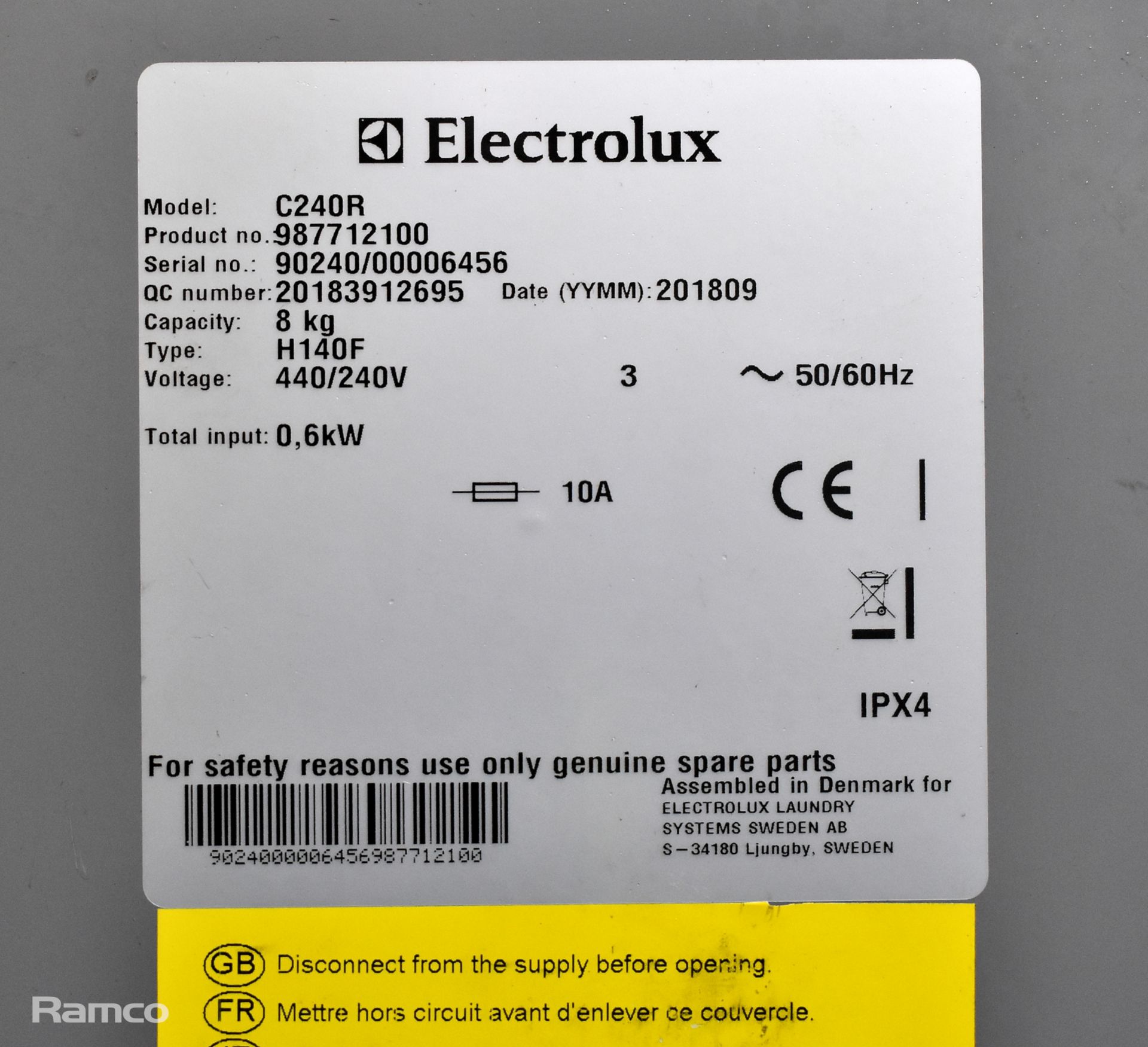Electrolux C240R hydro extraction unit - 440V - W 510 x D 660 x H 890mm - Image 6 of 7