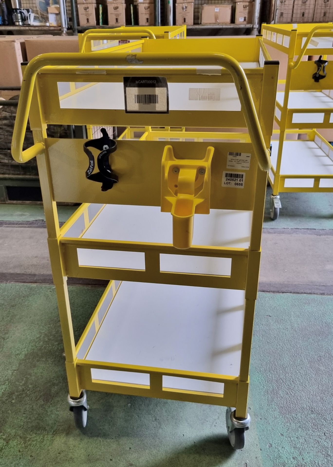 Yellow 3-tier general use trolley - W 1440 x D 550 x H 1150mm - Image 4 of 4