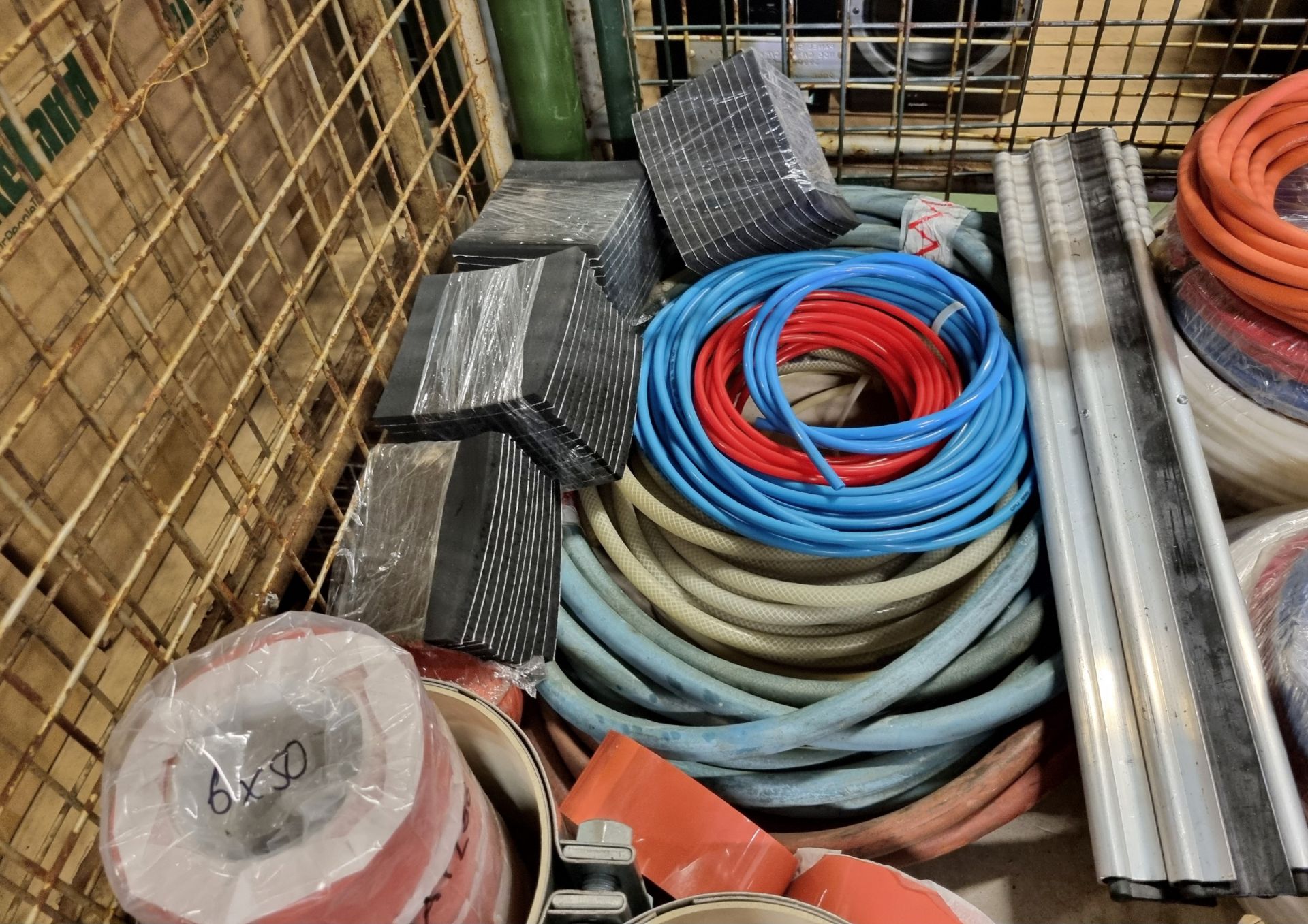Workshop supplies and consumables - asbestos waste bags, hazard tape, air line, pressure hose - Image 4 of 6