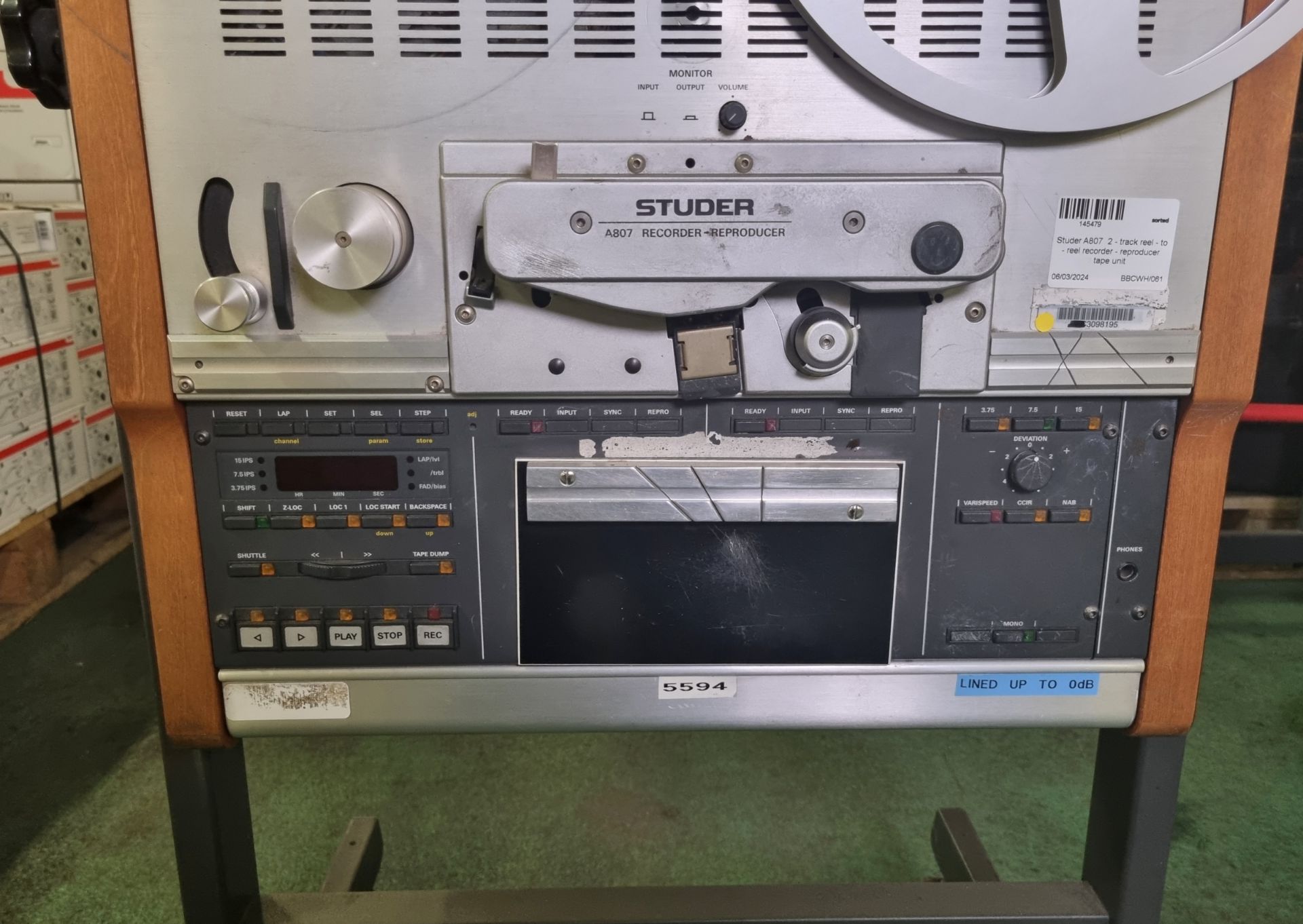 Studer A807 2 track reel to reel recorder & reproducer tape unit - Image 5 of 12