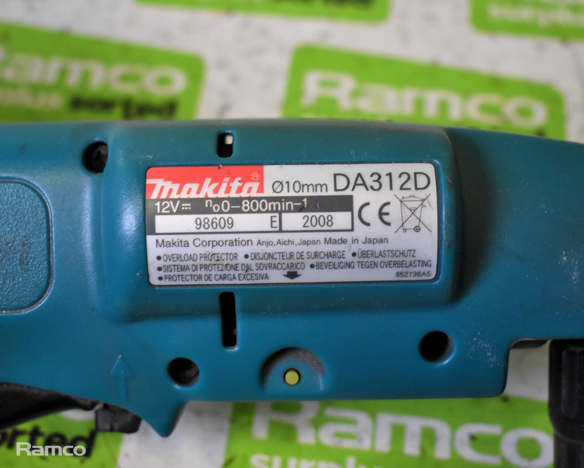 2x Makita DA312D 12V cordless 90 degrees angle drills with charger, 2 x batteries and case - Image 4 of 9