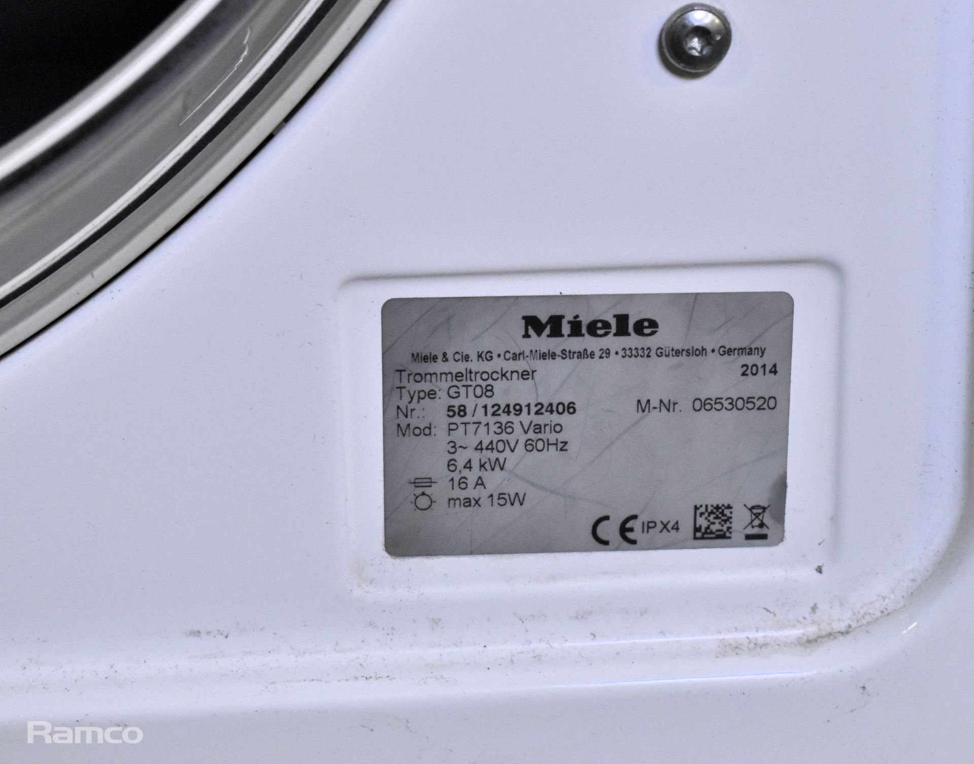 Miele Professional PT 7136 Vario tumble dryer - 400V - W 600 x D 700 x H 850mm - Image 3 of 5