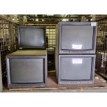 7x JVC TM-1700PN 17 inch CRT video preview monitors - 230V - 50Hz - L 430 x W 400 x H 330mm