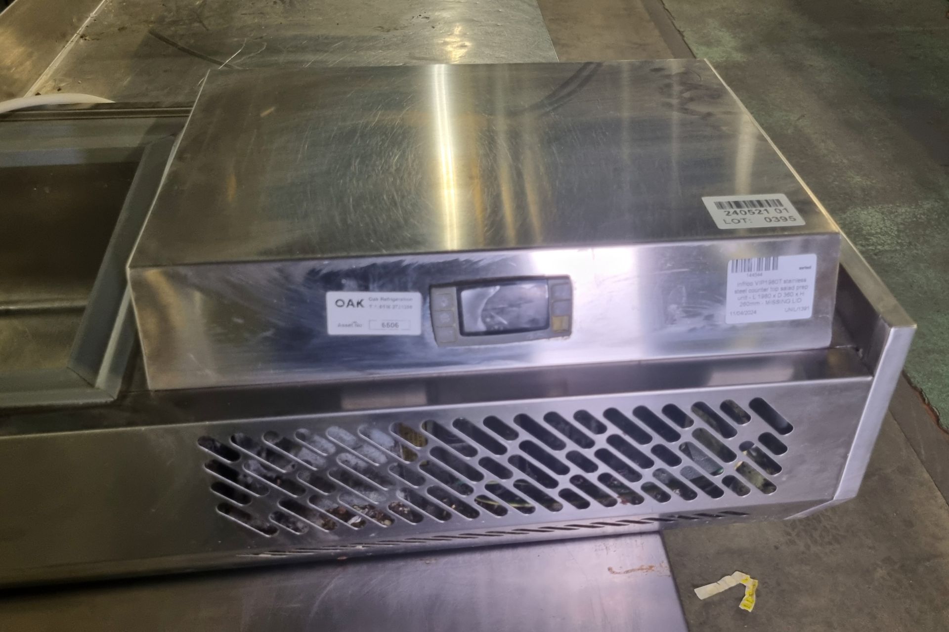 Infrico VIP1980T stainless steel countertop salad prep unit - L 1980 x D 360 x H 260mm - MISSING LID - Image 4 of 5