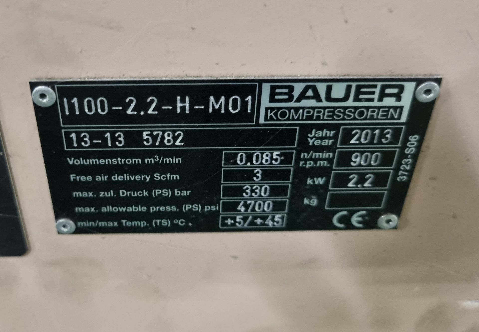 Bauer 100-2.2-H-M01 Compressor & Kompressoren CPF450-M01 cylinder refill system - Image 6 of 16