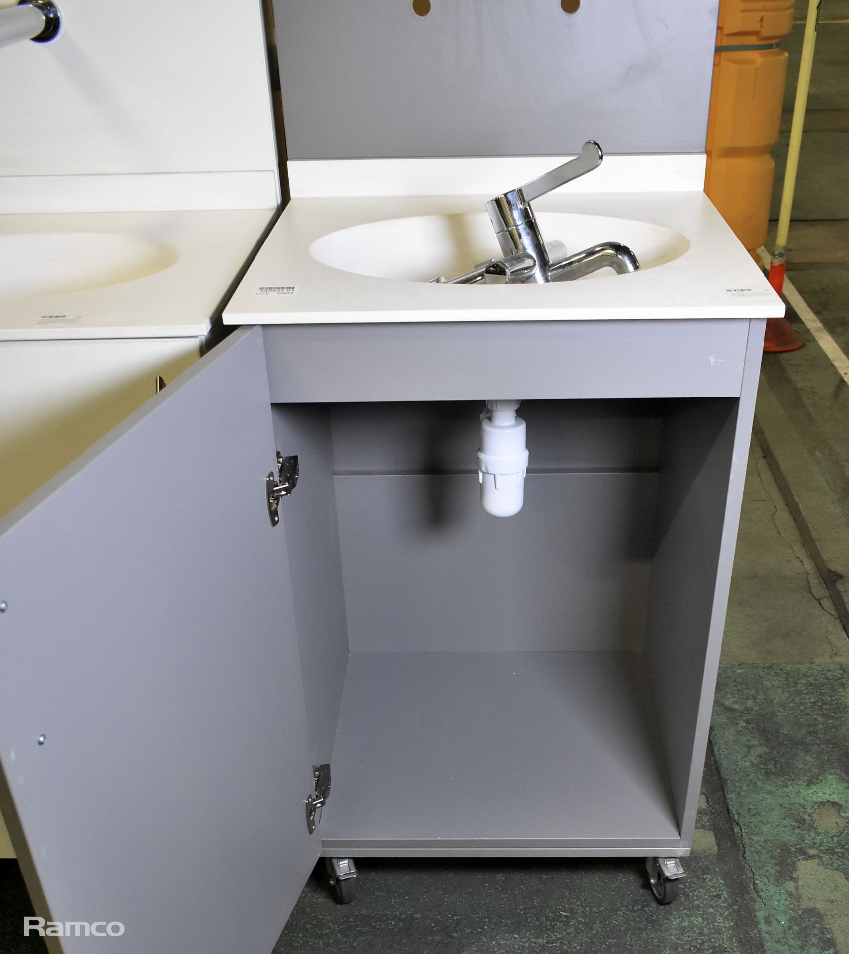 2x Portable hand wash stations with under counter storage & tap - L 600 x W 680 x H 1750mm - Image 2 of 13