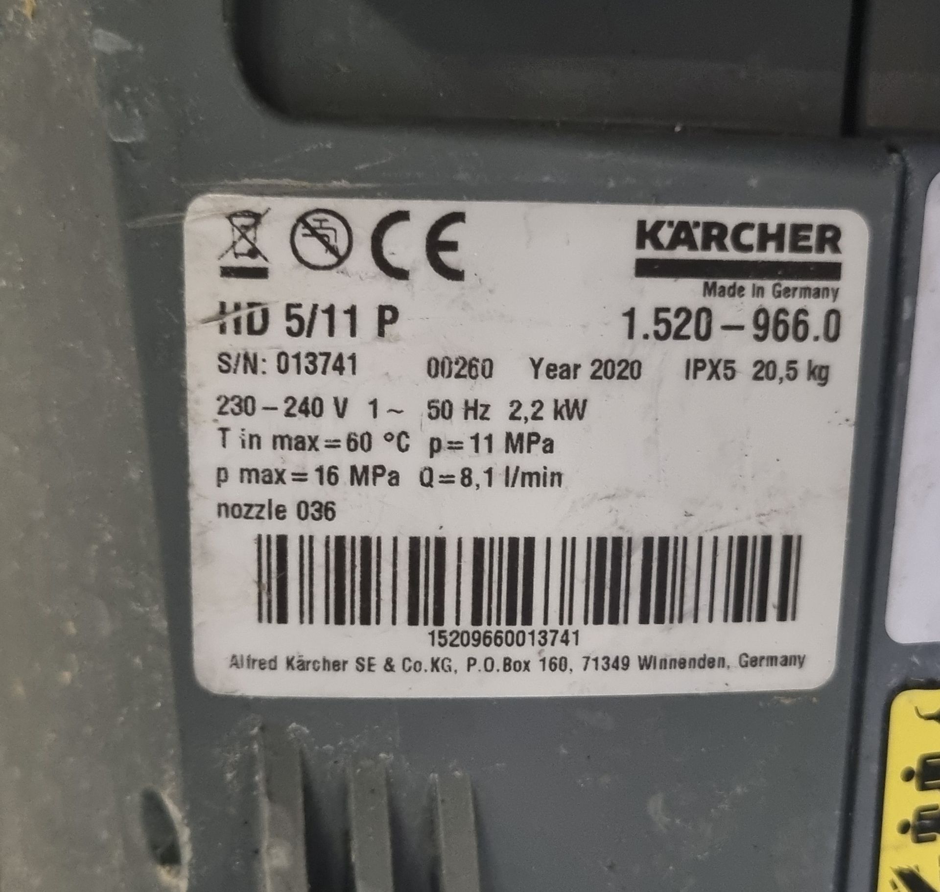 Karcher Professional HD 5/11 P 240V pressure washer - Image 5 of 5