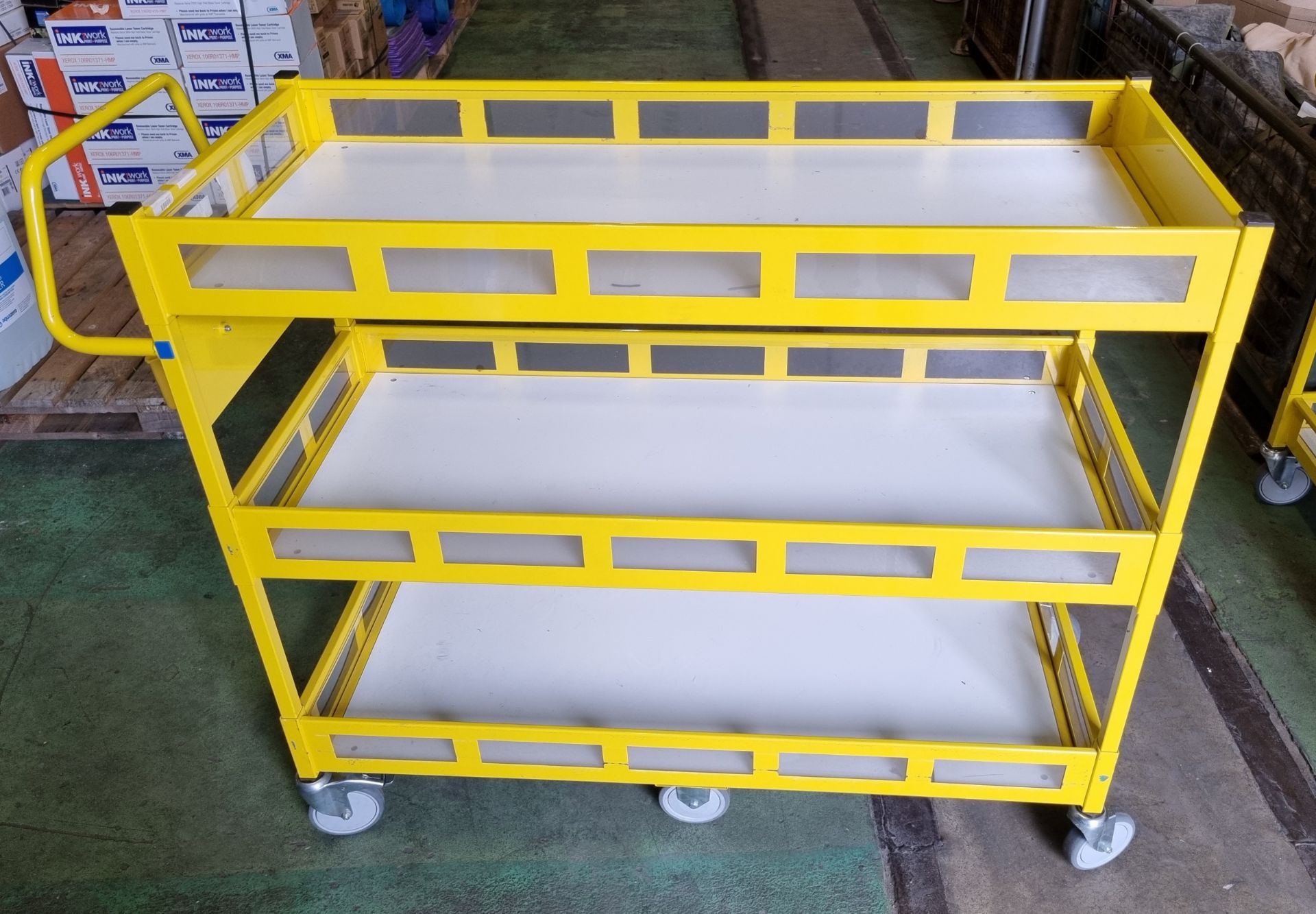 Yellow 3-tier general use trolley - W 1440 x D 550 x H 1150mm - Image 2 of 4