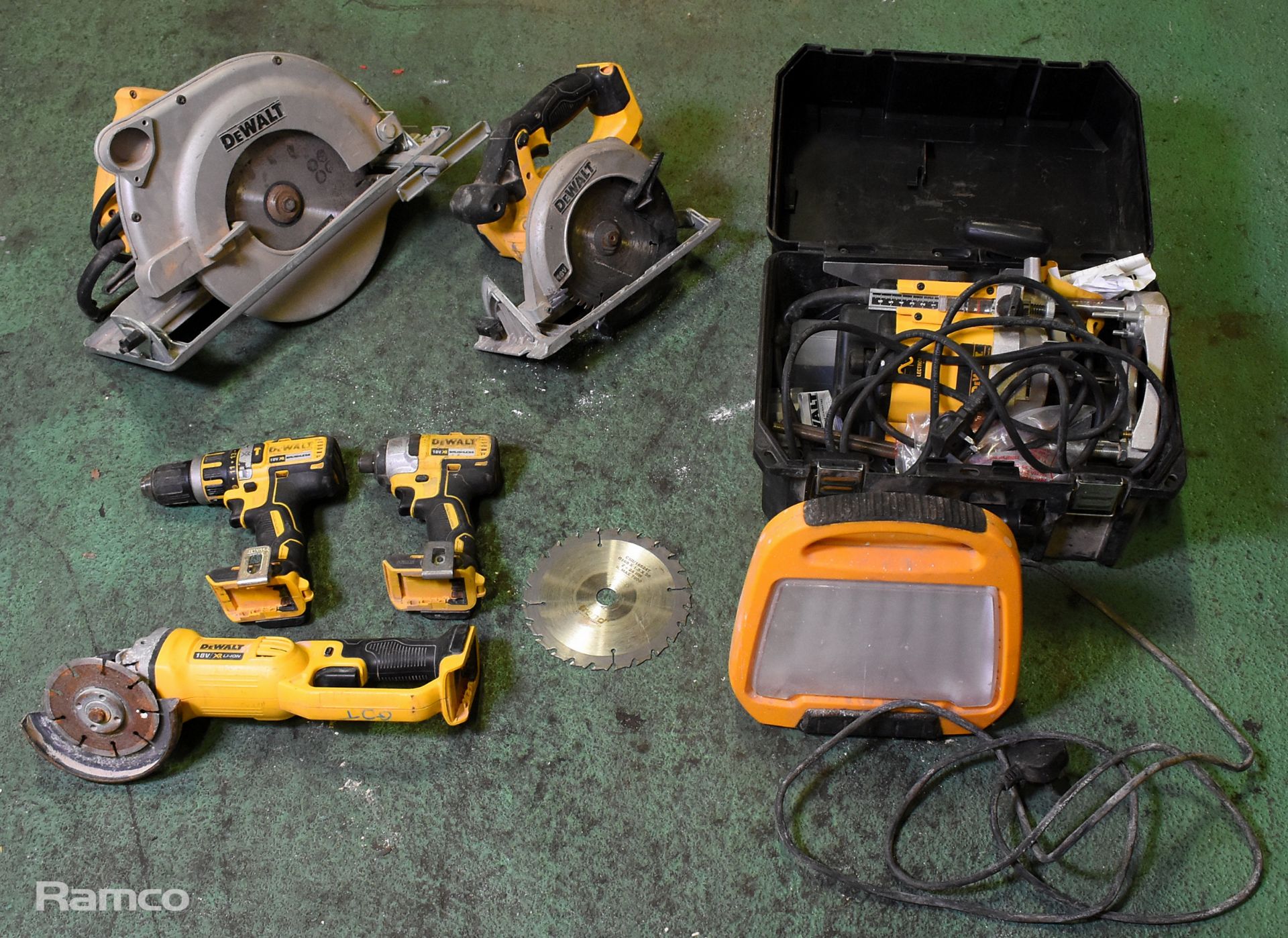 Electrical tools - Dewalt router with case, large circular saw, cordless 18V circular saw