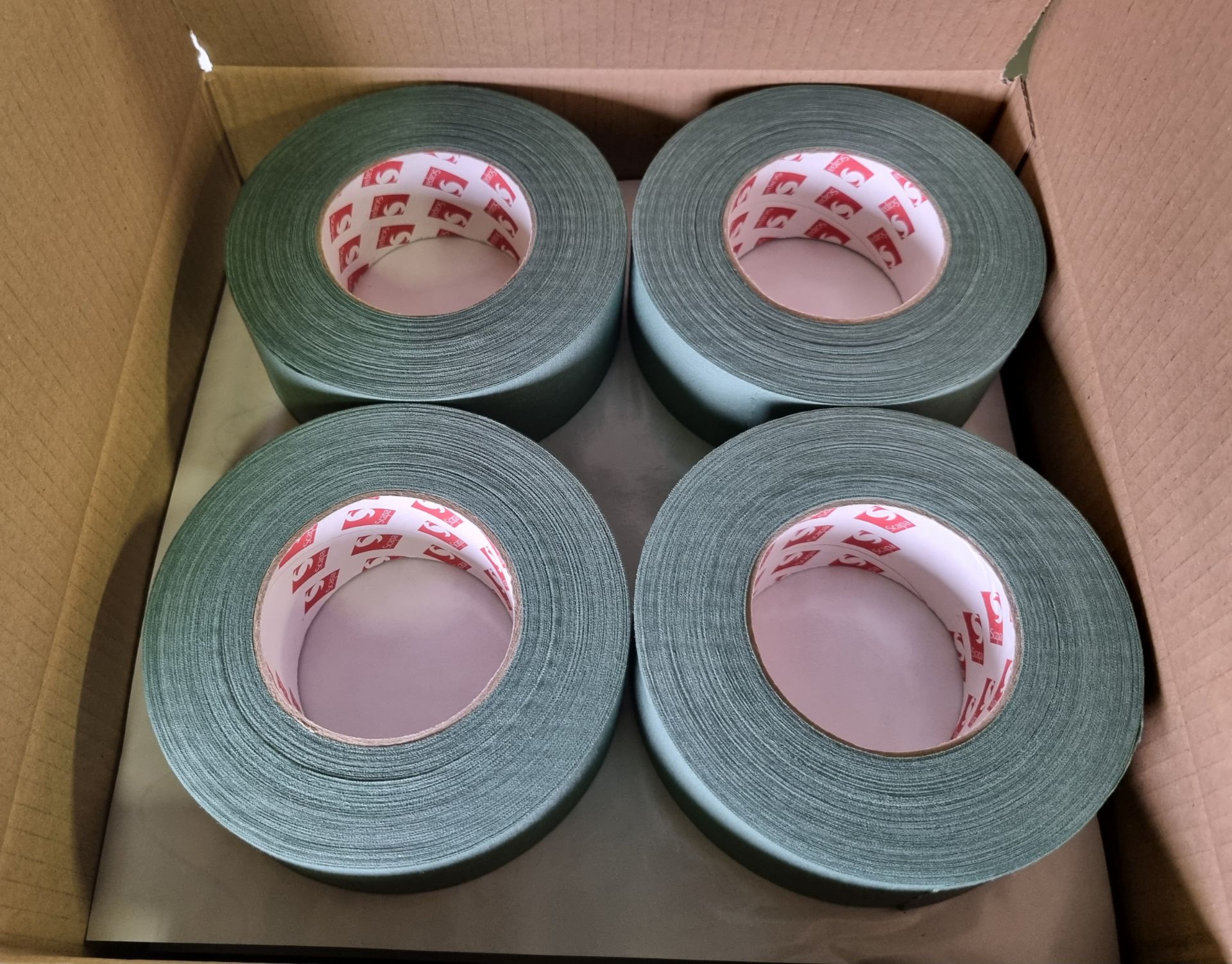 6x boxes of Scapa 3302 uncoated cotton cloth adhesive tape - olive green - 50mm x 50m - Image 3 of 4