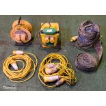 110V extension leads, 110V transformer, submersible sump pump with hose