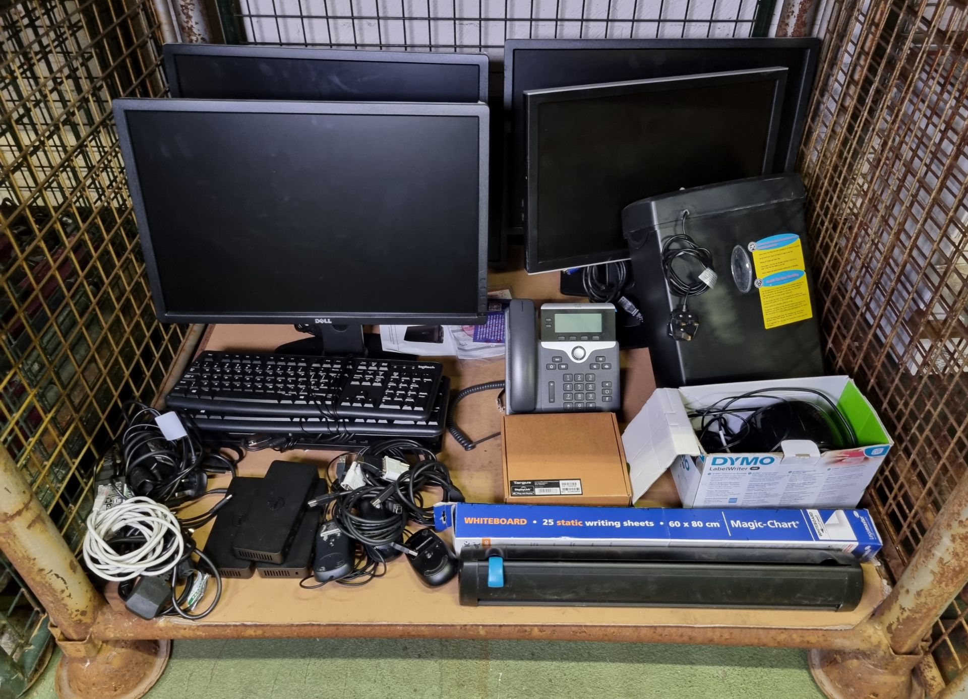 Office equipment - Dell PC monitors, keyboards & mouse, Dymo label printer, paper slicer, shredder - Image 2 of 7
