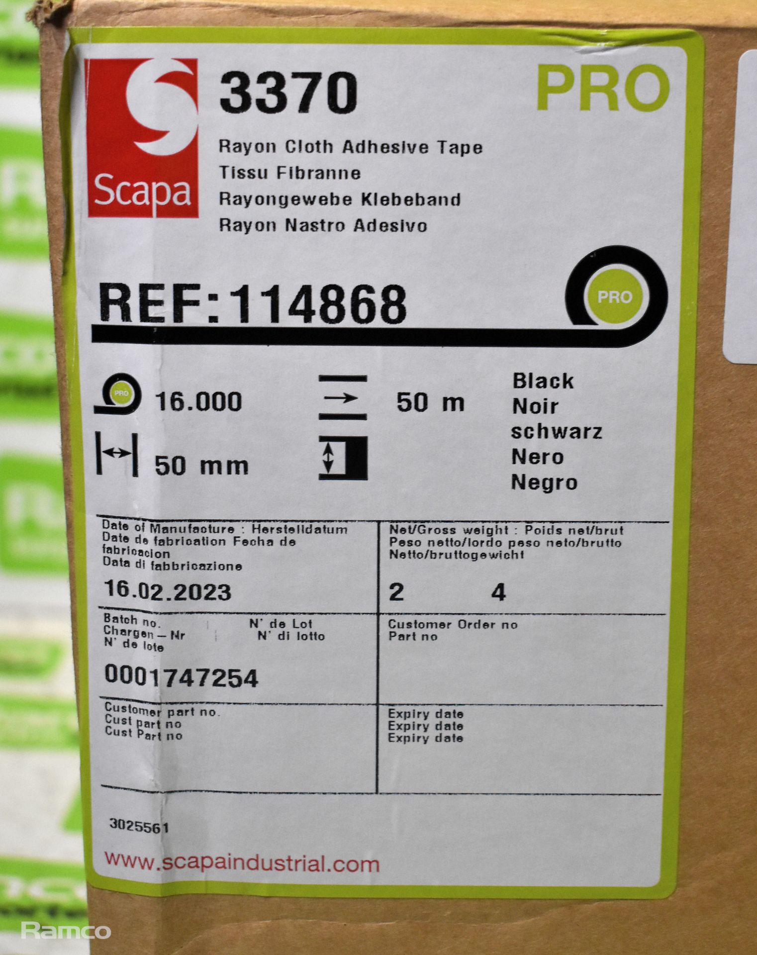 2x boxes of Scapa 3370 black adhesive cloth tape - 50mm x 50m - 16 rolls per box - Image 3 of 4